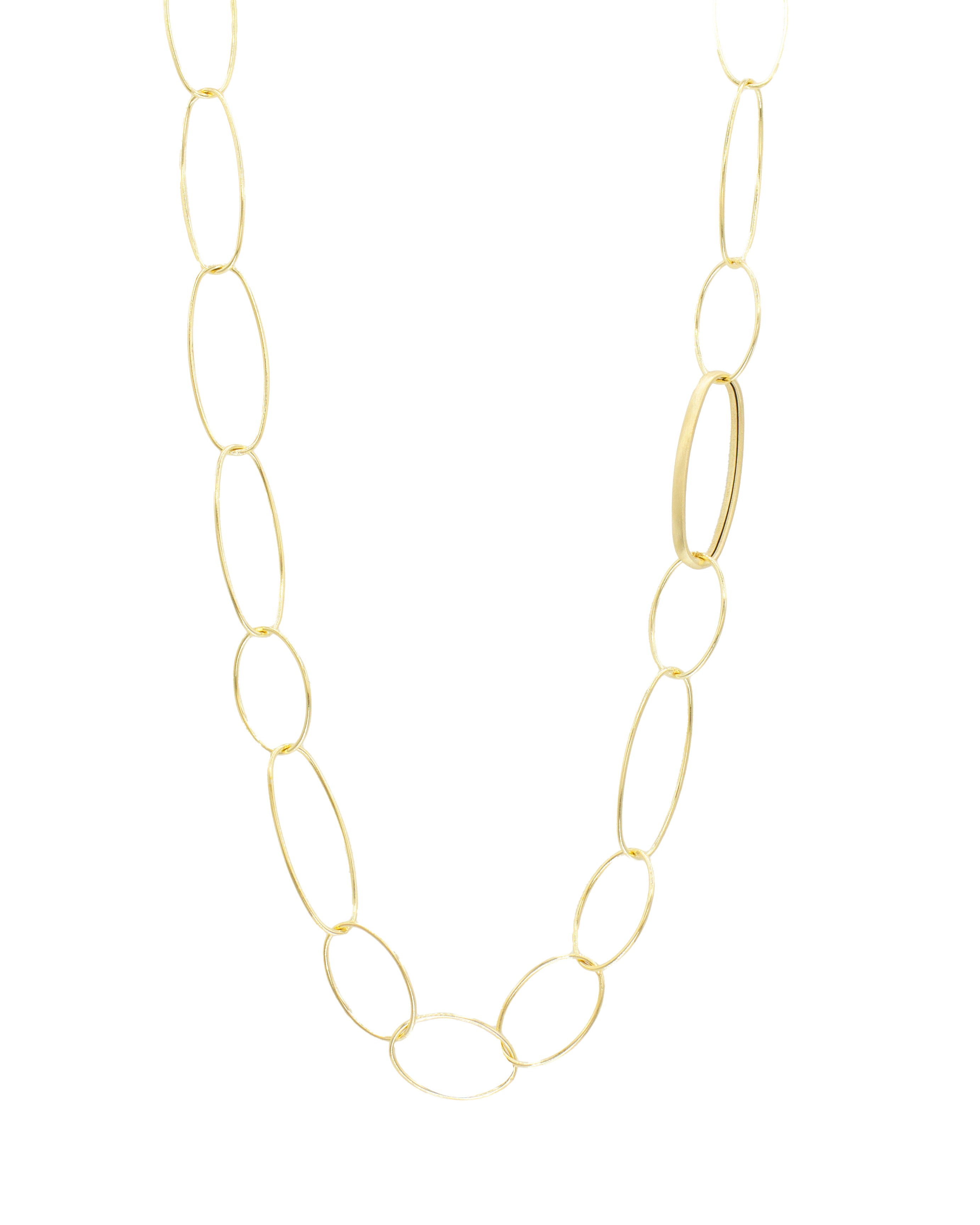 Collana a Filo con Maglia Sabbiata Ovale ag925 dorato cm45