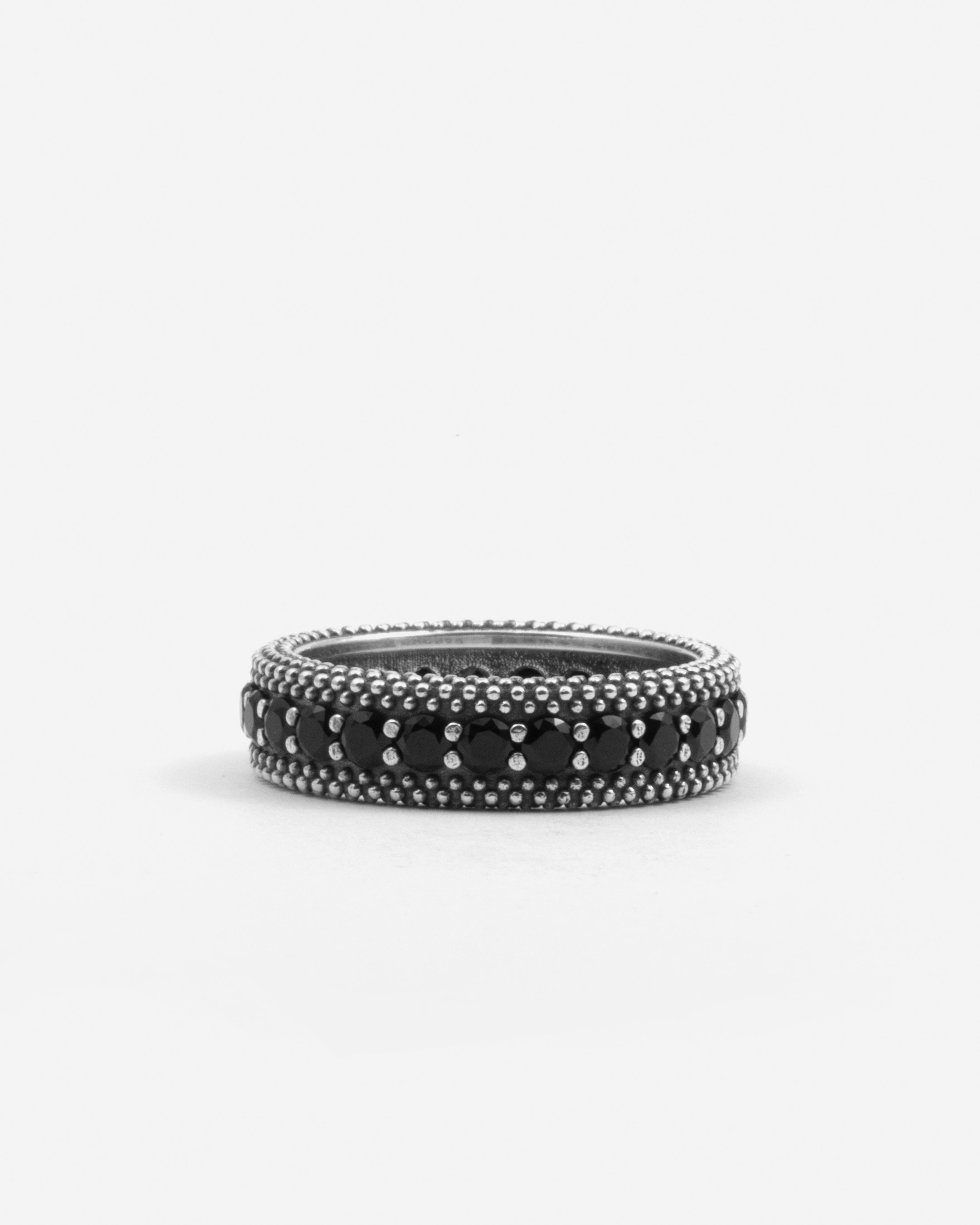 FASCIA PUNTINATA ZIRCONI NERI 3 MM / ARGENTO BRUNI
