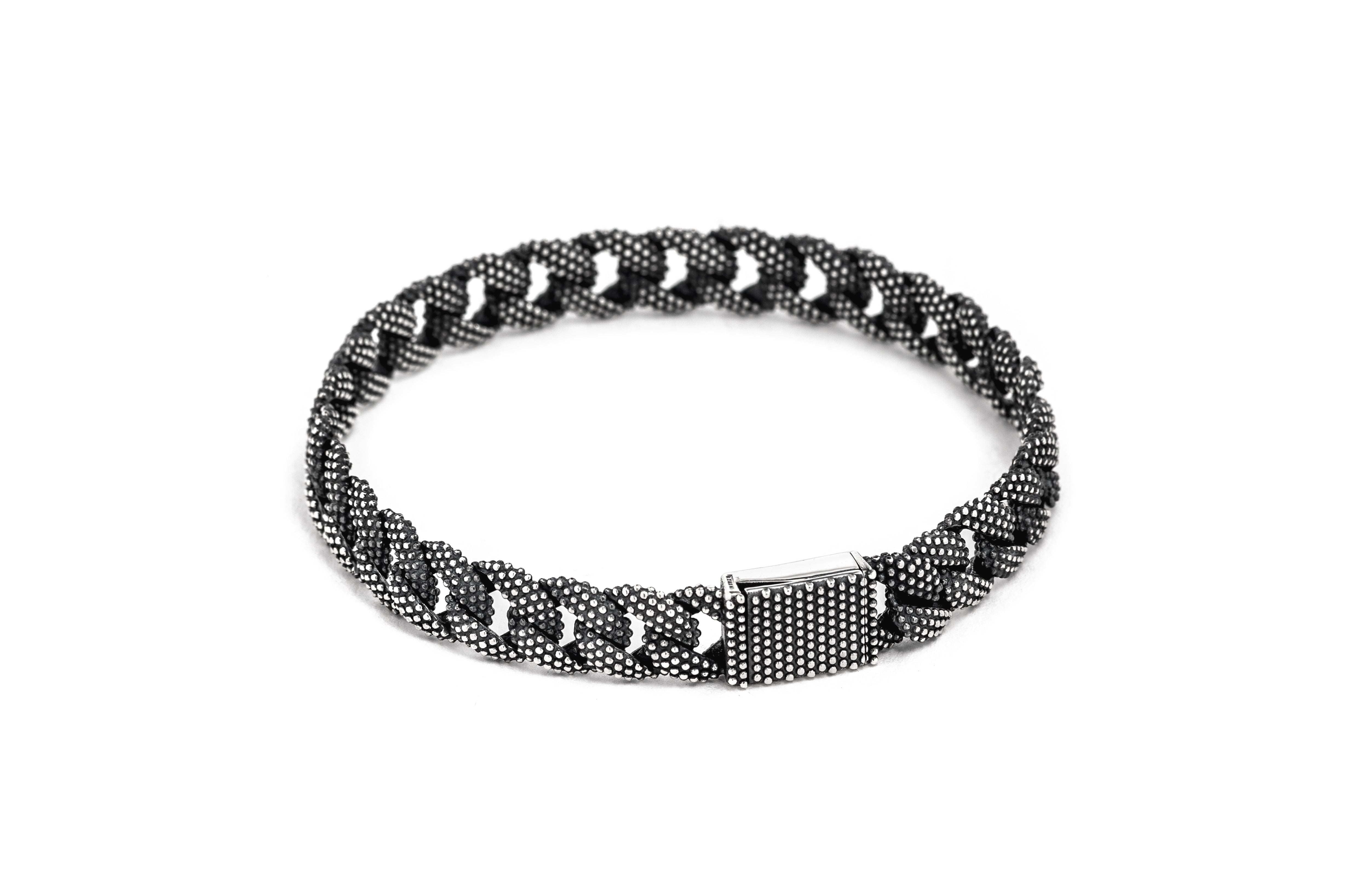 BRACCIALE GRUMETTA PICCOLA PUNTINATA / ARGENTO BRU