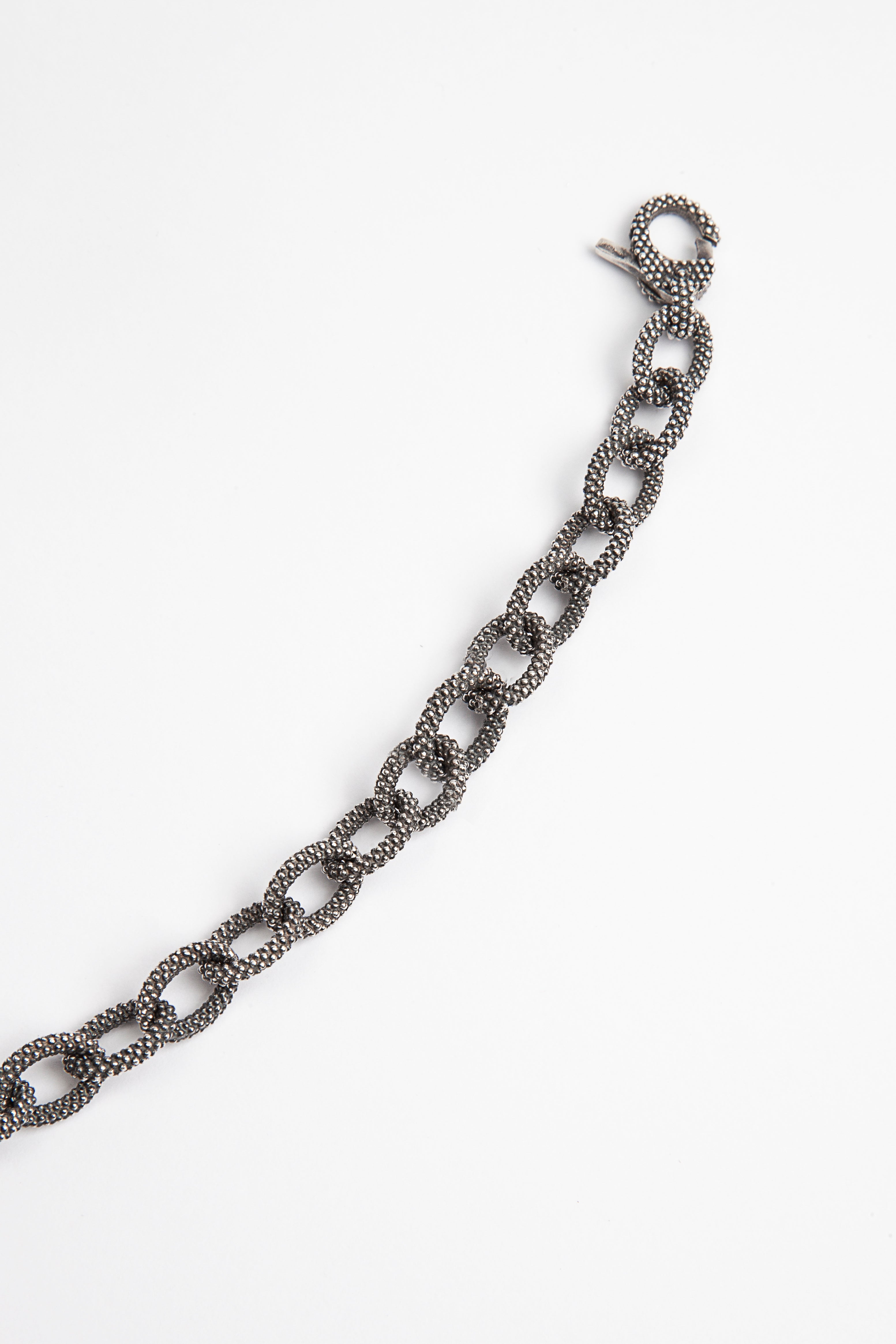BRACCIALE MAGLIE OVALI PUNTINATE / ARGENTO BRUNITO