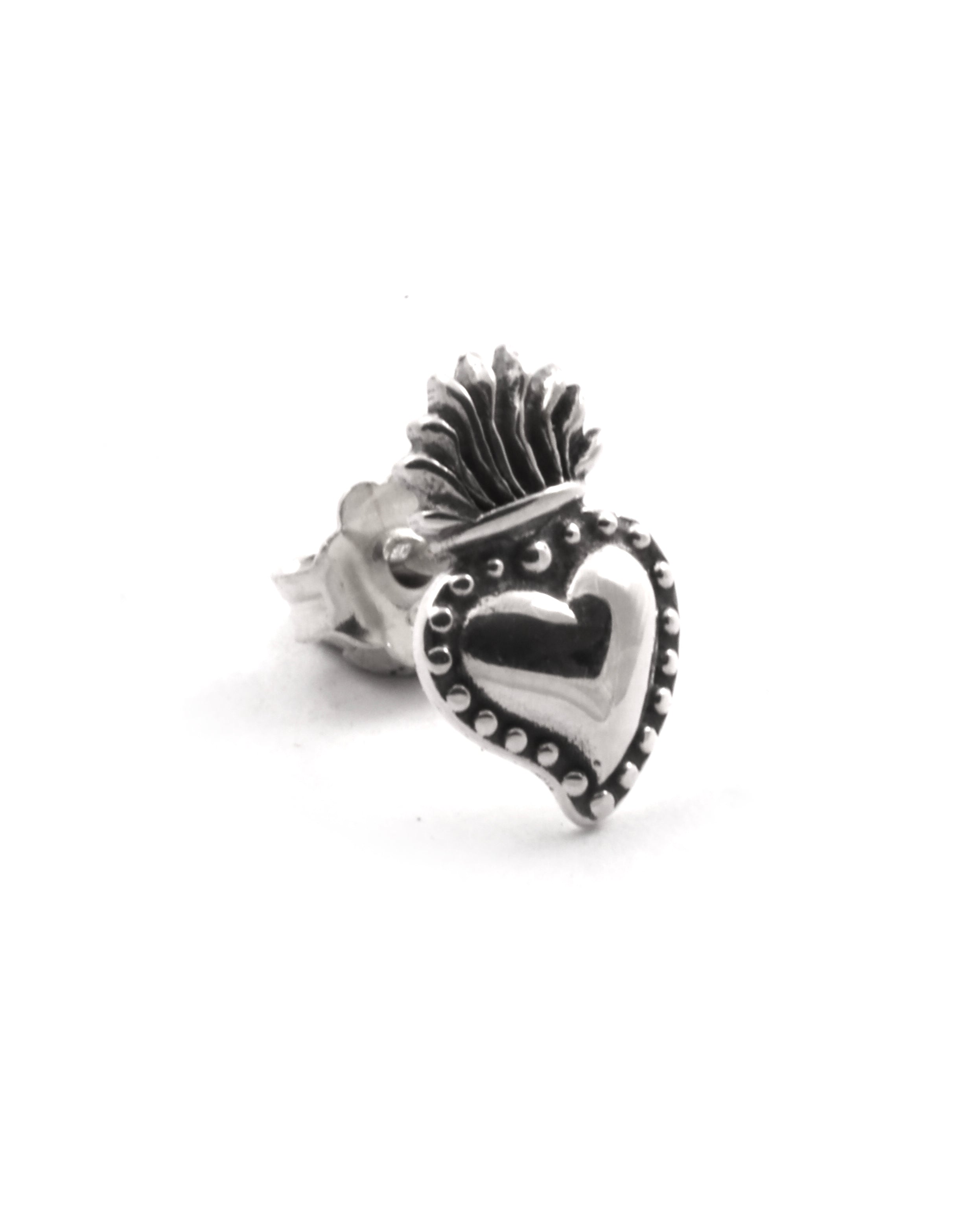 ORECCHINO SINGOLO CUORE EX VOTO / ARGENTO BRUNITO