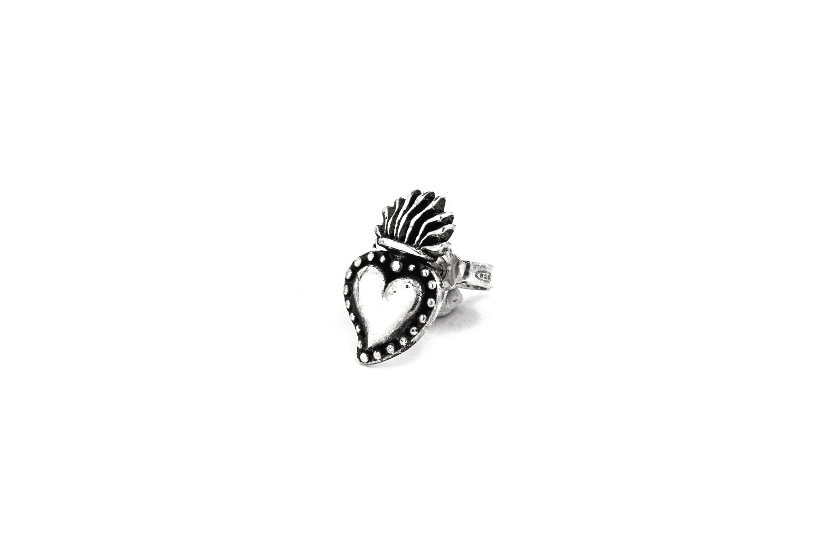 ORECCHINO SINGOLO CUORE EX VOTO / ARGENTO BRUNITO