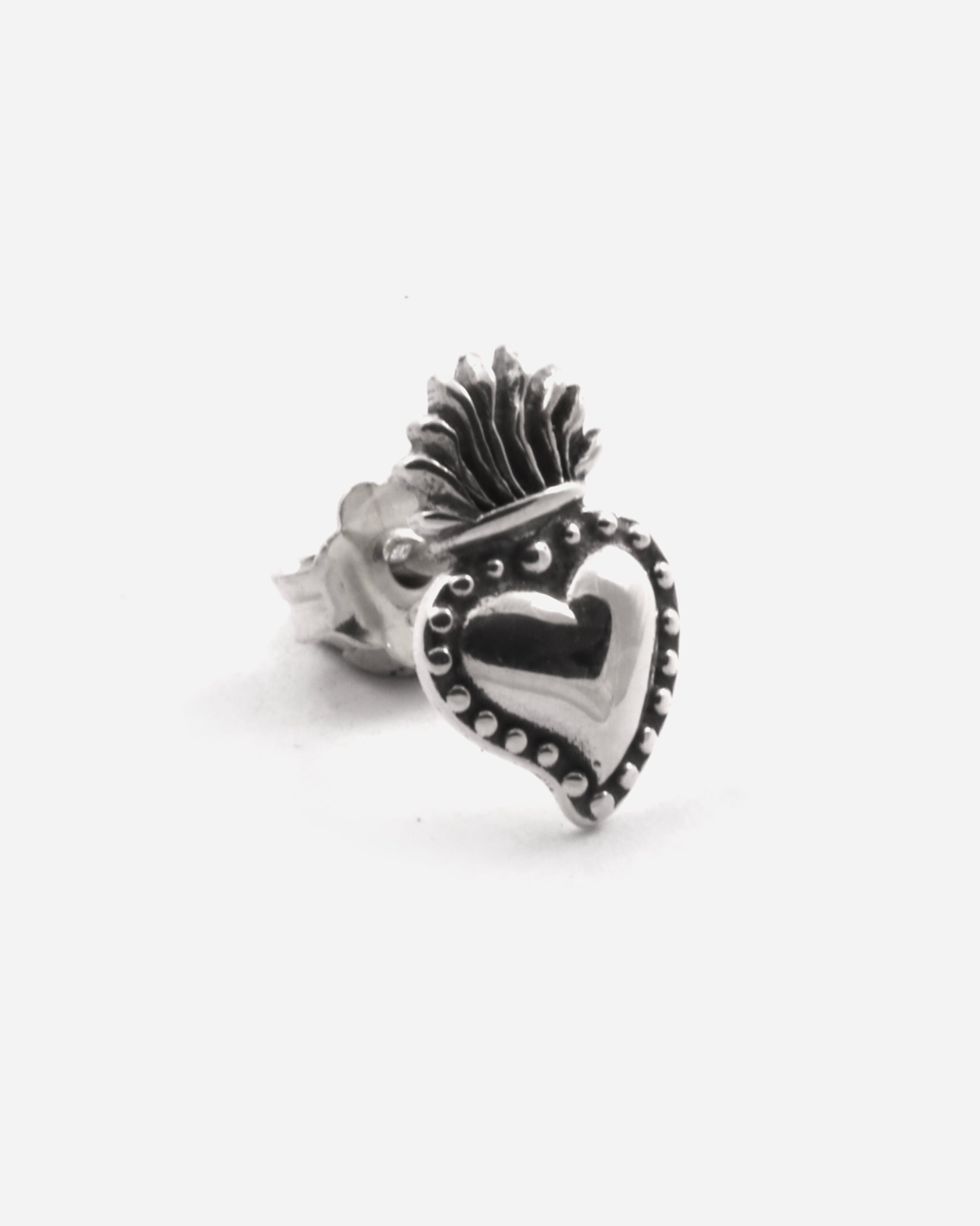 ORECCHINO SINGOLO CUORE EX VOTO / ARGENTO BRUNITO