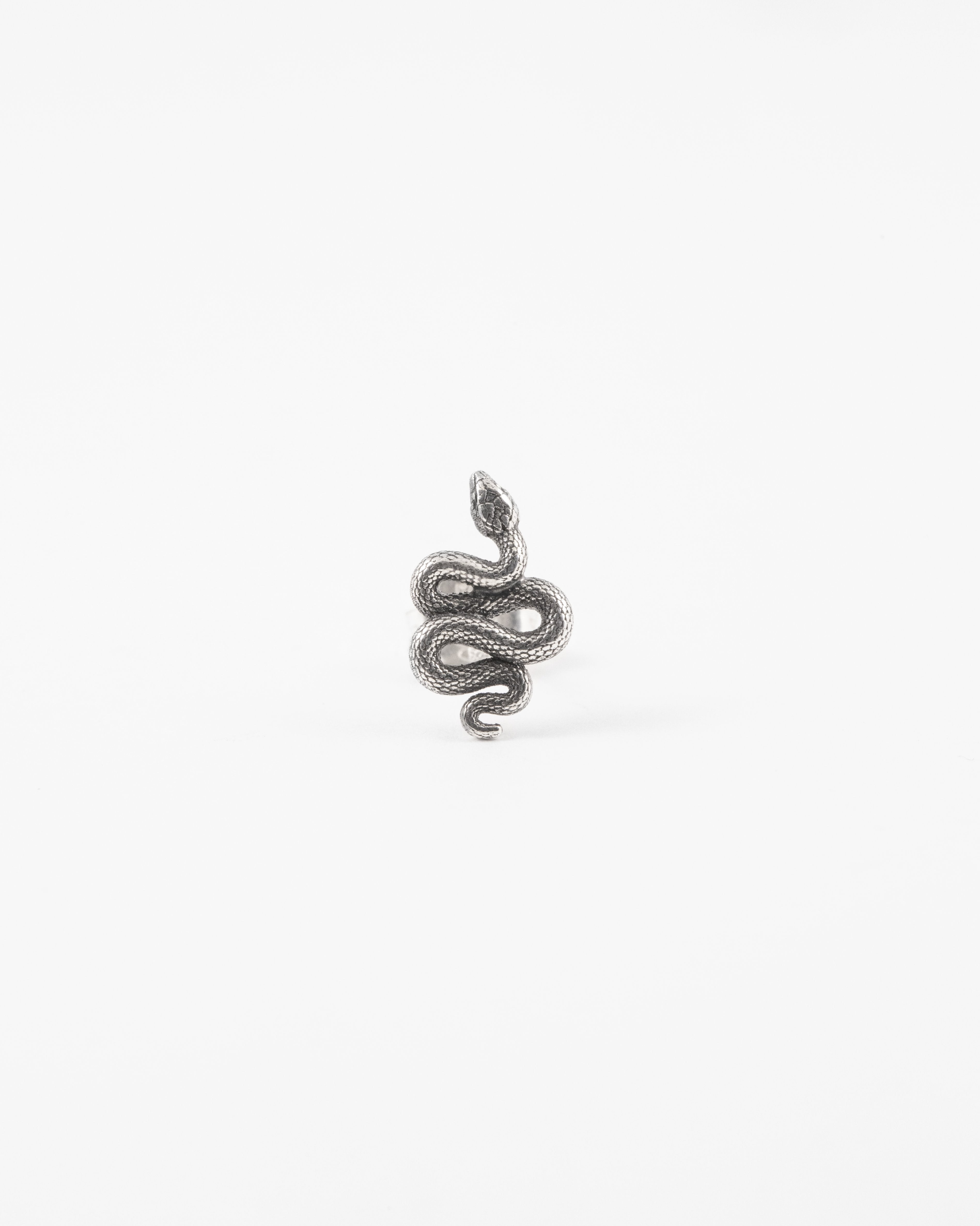 ORECCHINO SINGOLO LOBO SERPENTE / ARGENTO BRUNITO