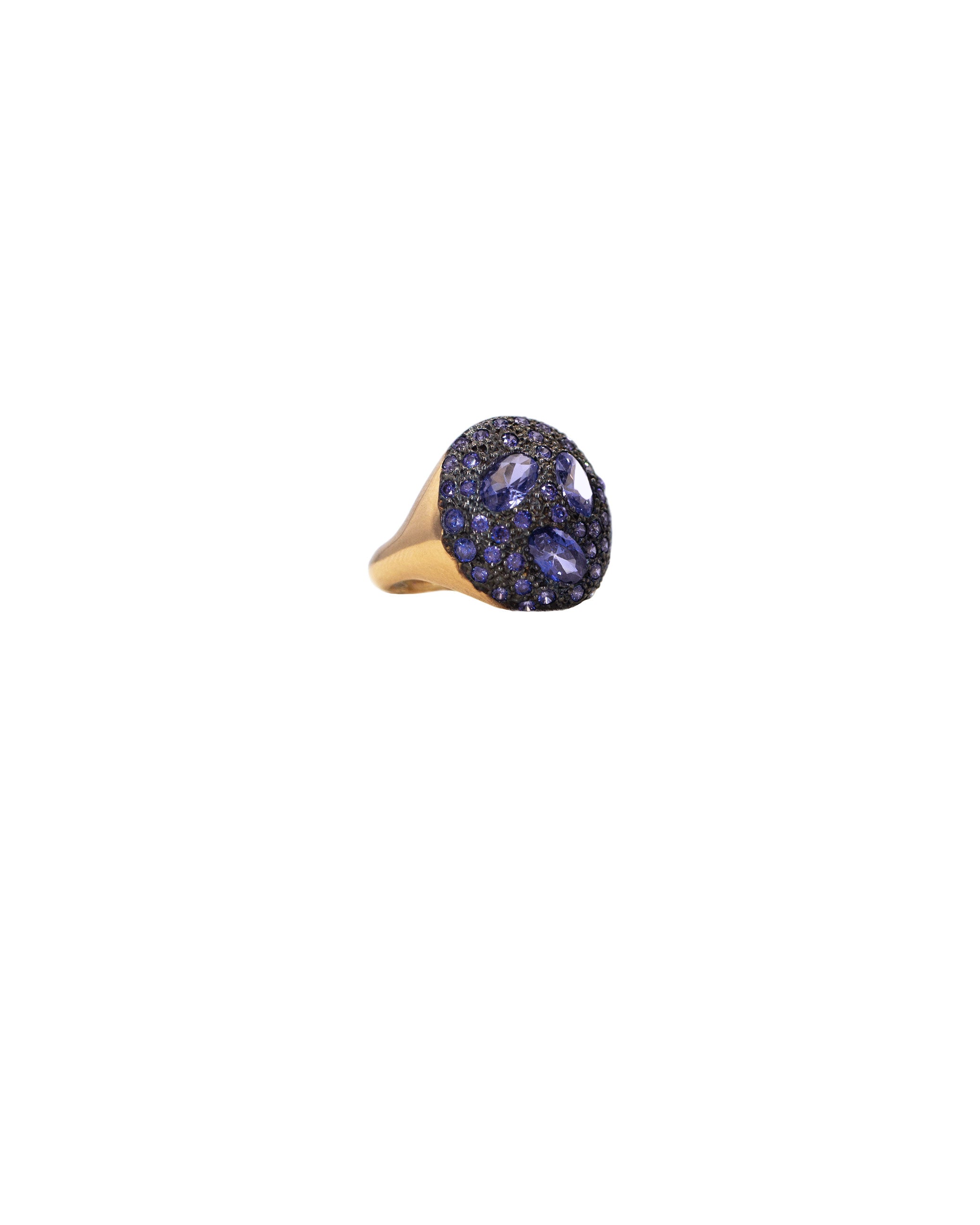 Anello Scudo Bombato Ovale Viola ag925 rosè