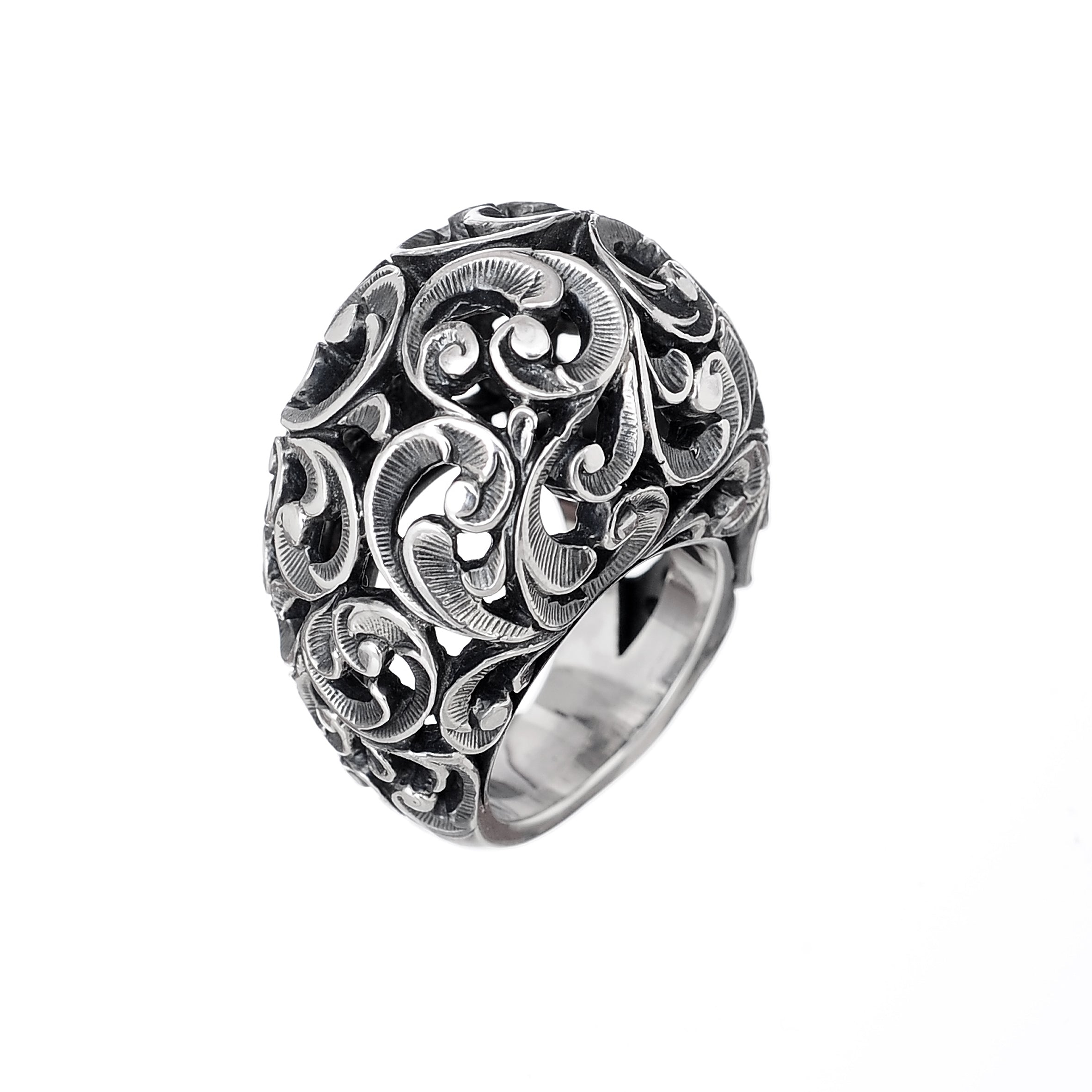 ANELLO CABOCHON IN ARGENTO INTAGLIATO