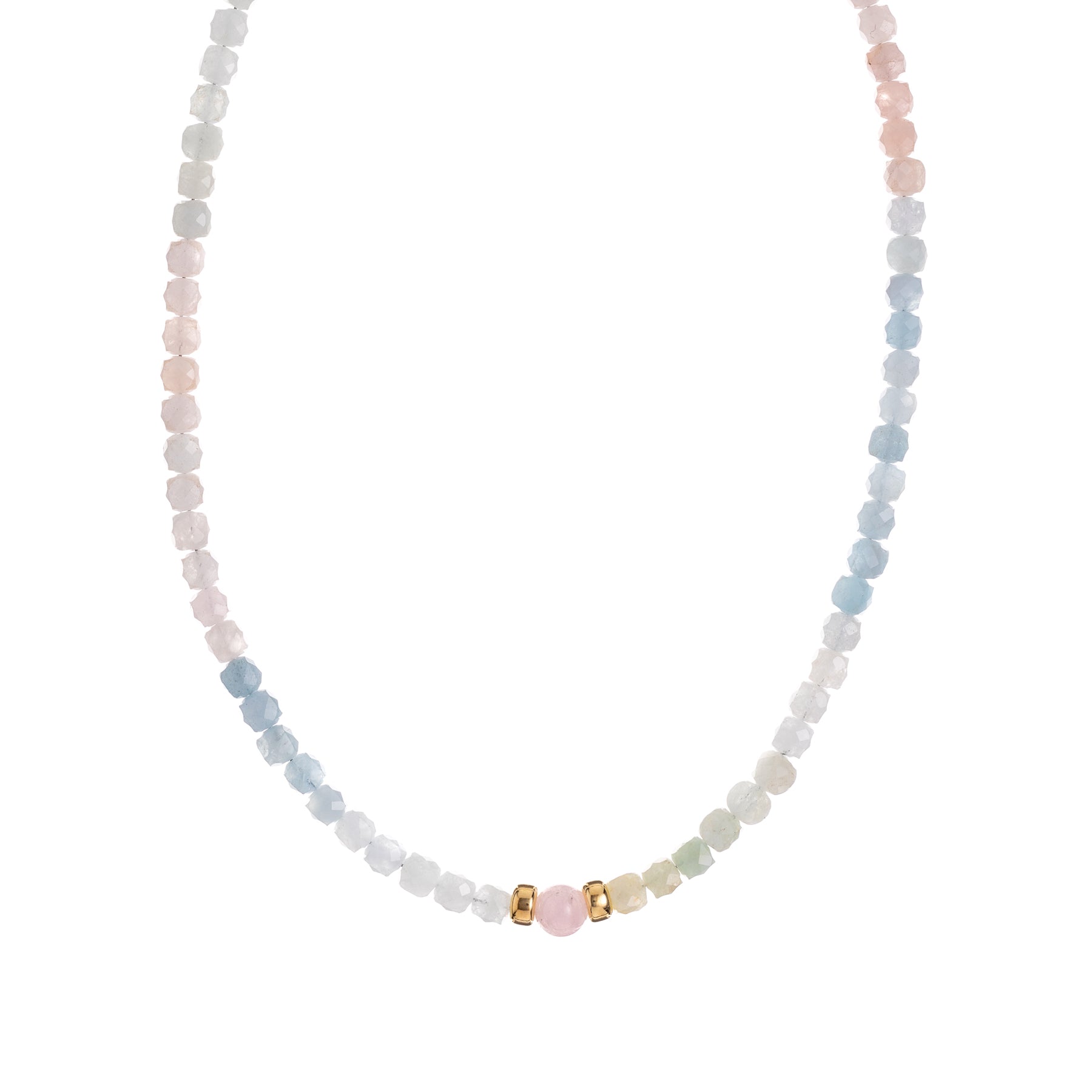 Collana con morganite cubo e 1 tonda centrale