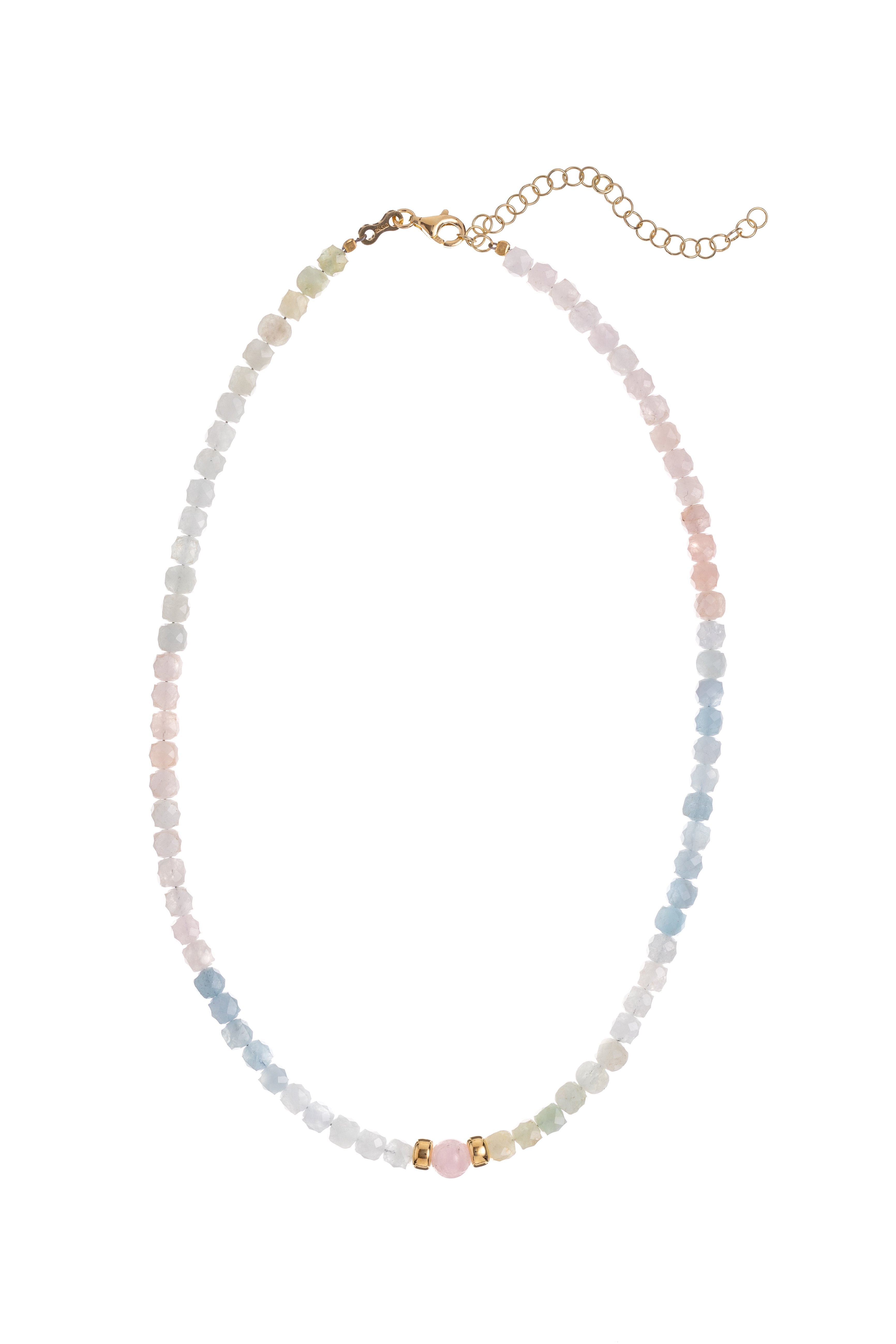 Collana con morganite cubo e 1 tonda centrale