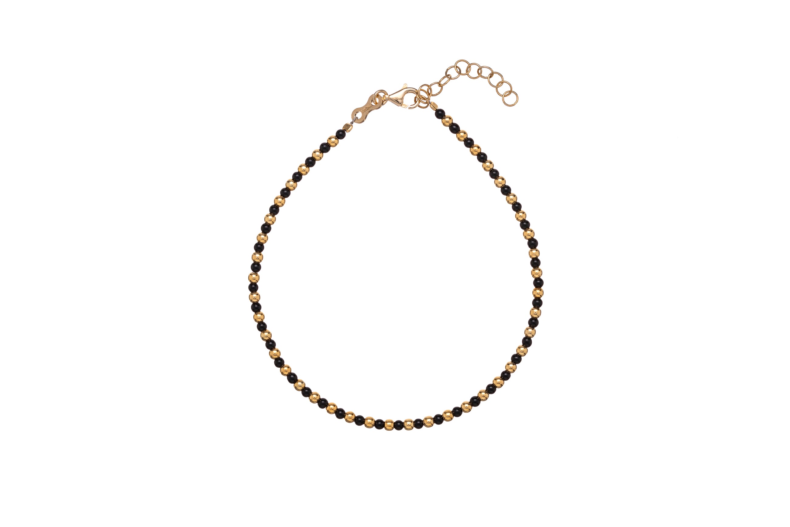 Bracciale pietra tonda e sfere 19+3 cm