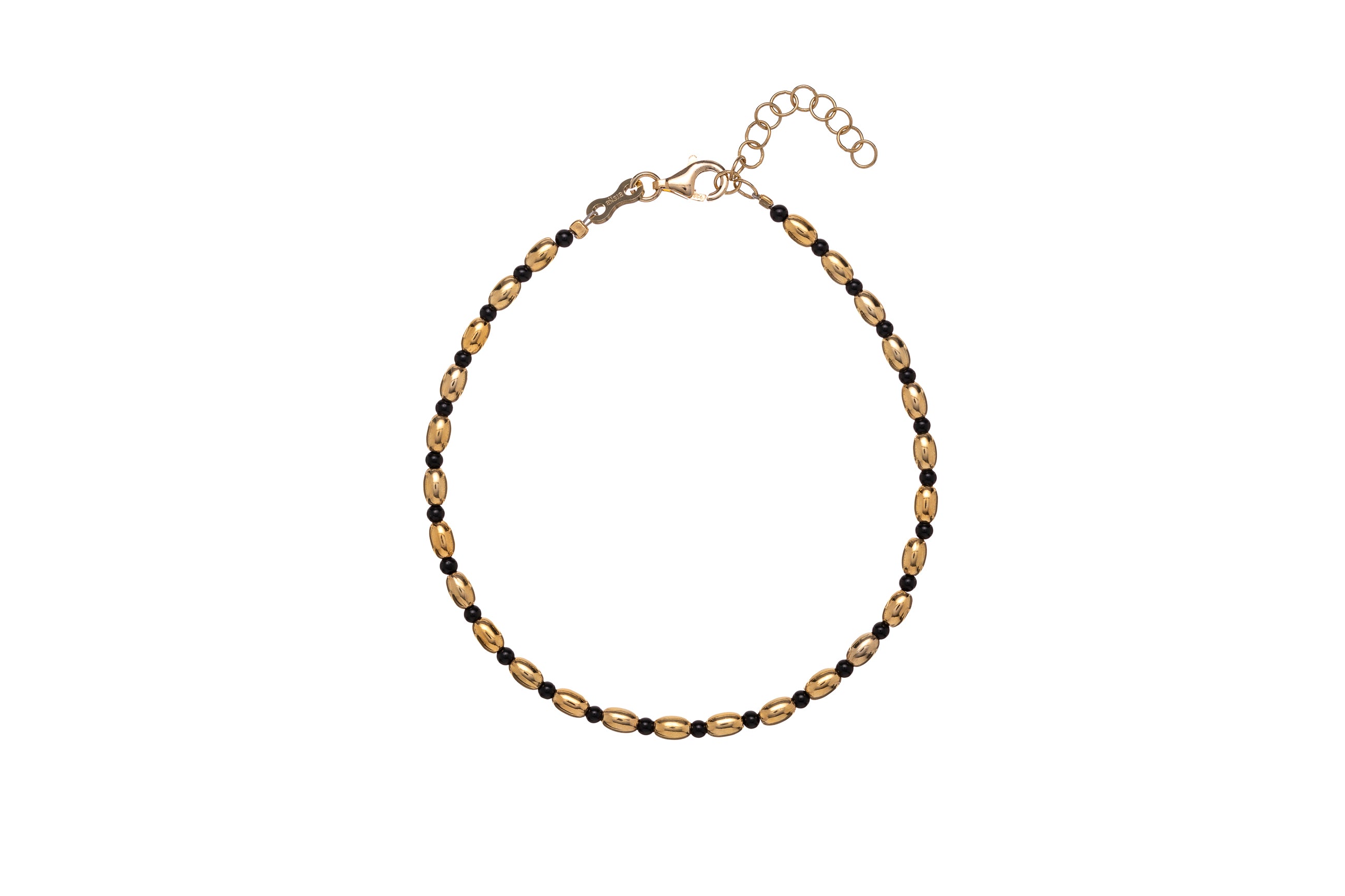 Bracciale pietra tonda e ovalini alternati 19+3 cm