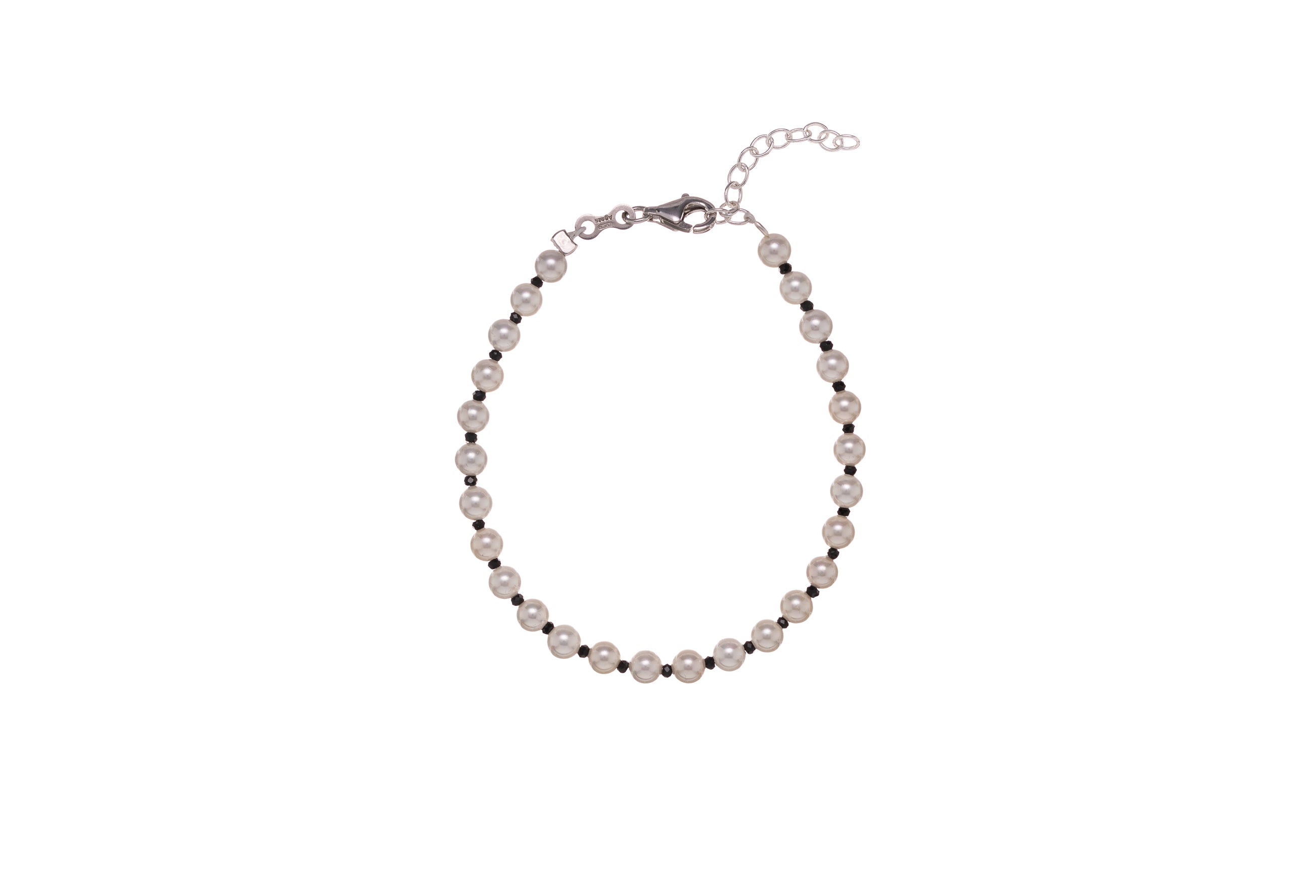 Bracciale perle mop 4mm e spinello