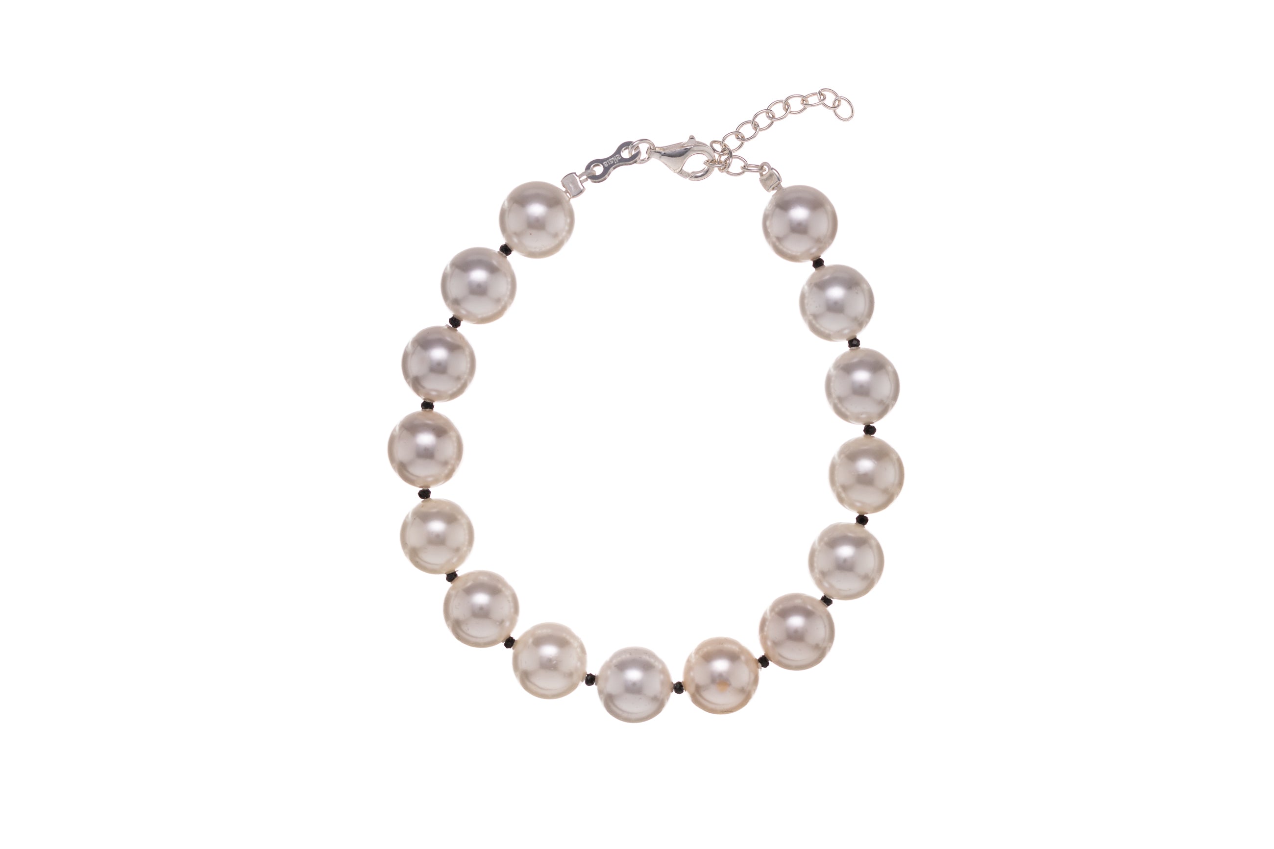 Bracciale perle mop 10mm e spinello