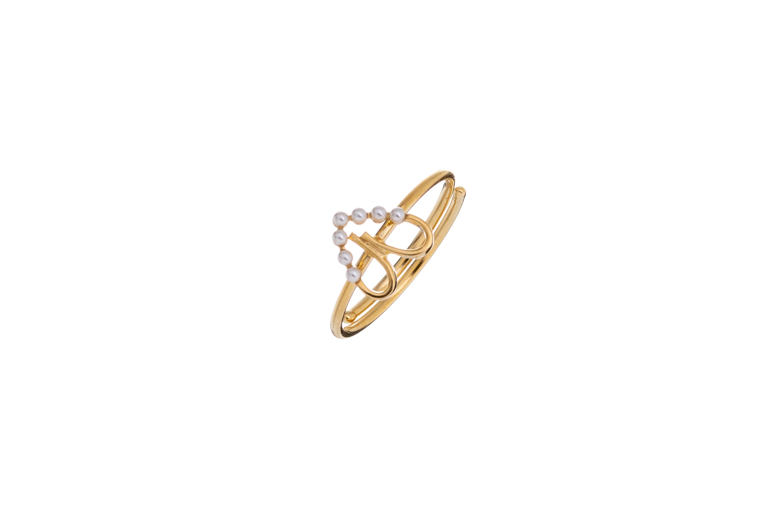 Anello profilo cuore con perle