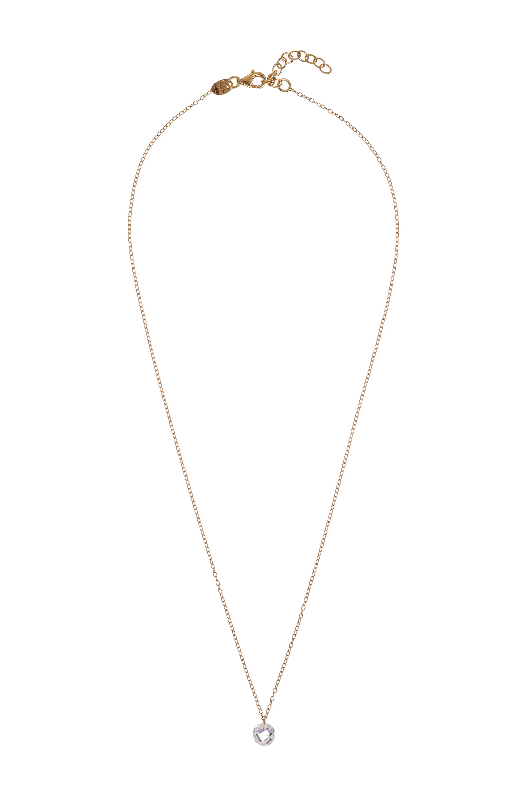 Collana zircone tondo pendente 38+3 cm