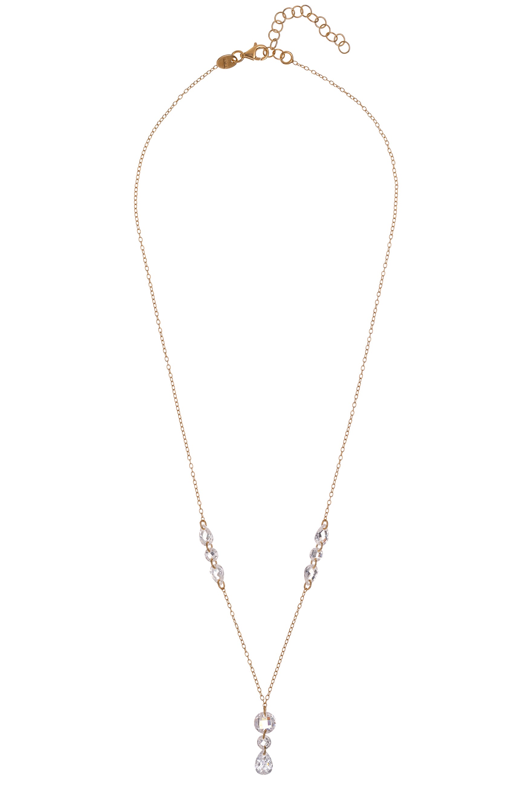 Collana zirconi goccia e tondo pendenti 42+3 cm