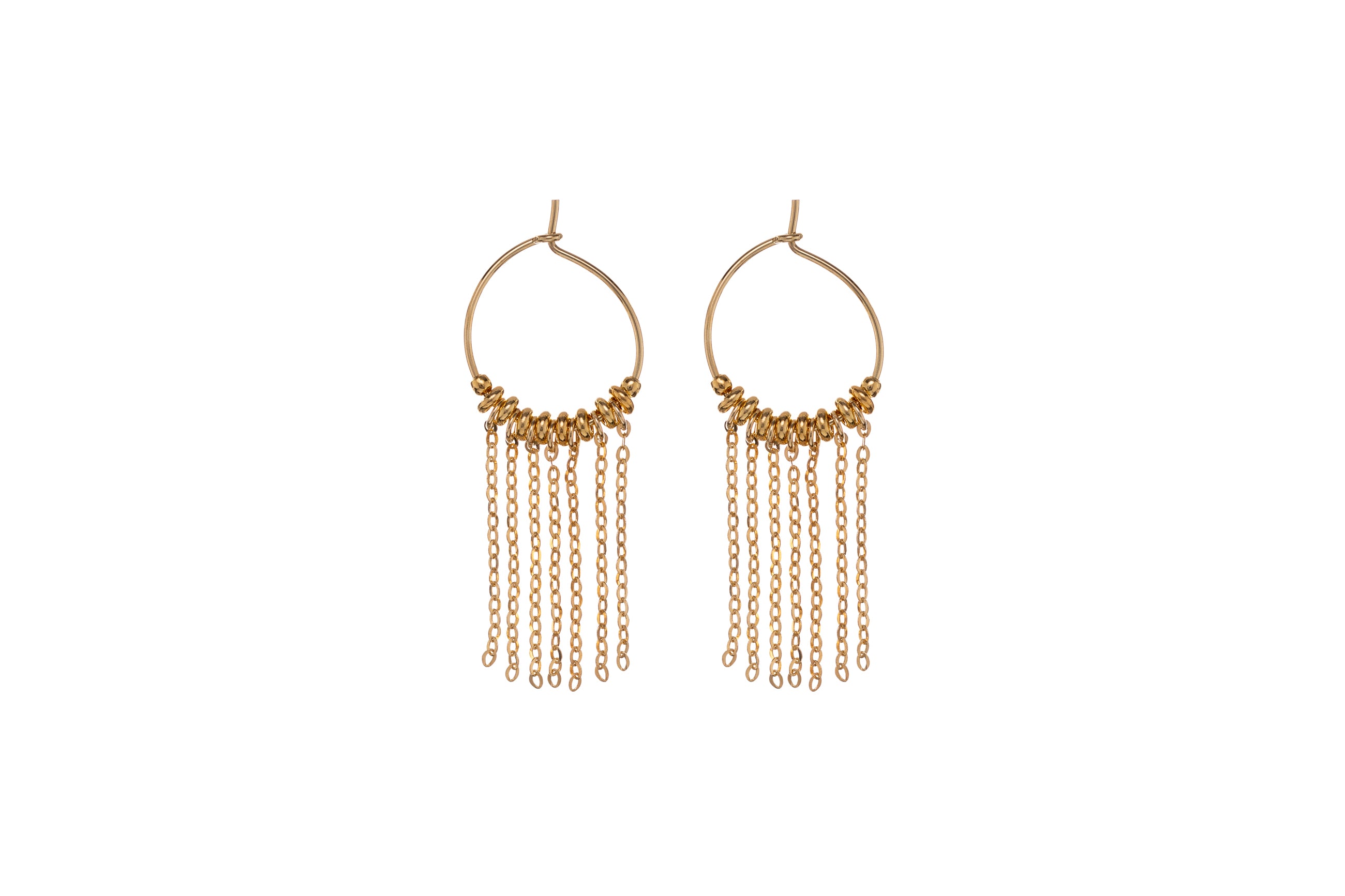 Orecchini cerchio con catene frange corte