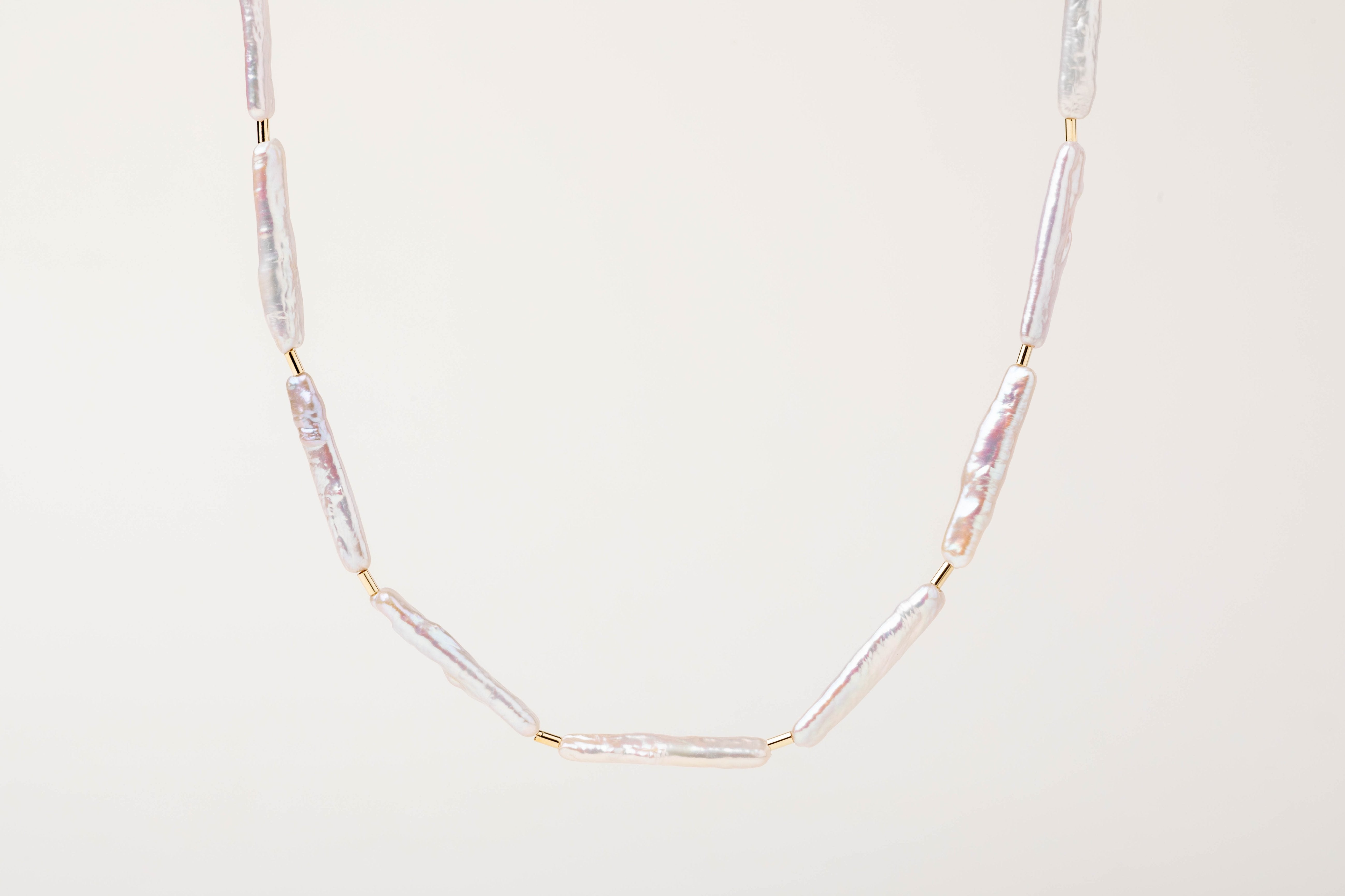 Collana perle allungate e tubetti 40+4CM