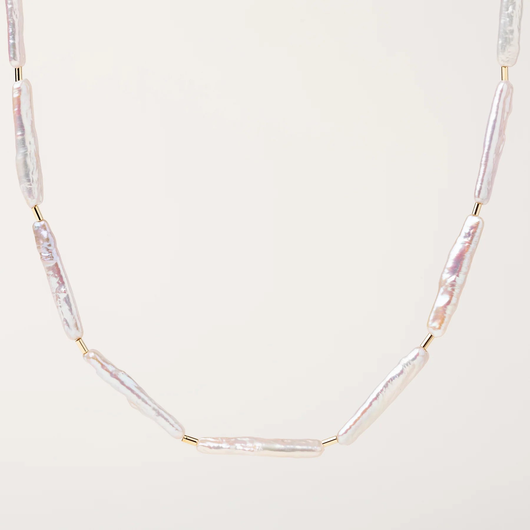 Collana perle allungate e tubetti 40+4CM