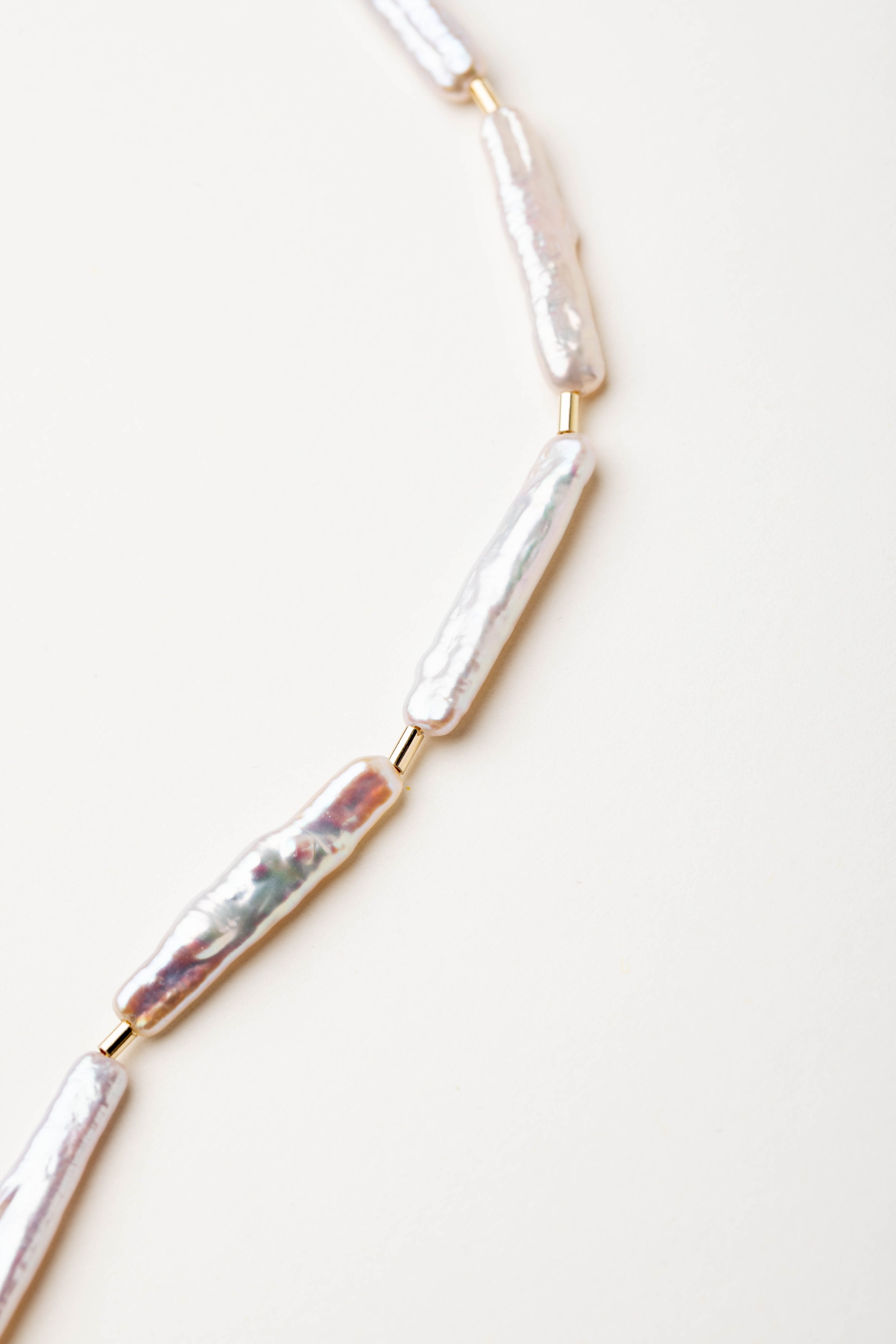 Collana perle allungate e tubetti 40+4CM