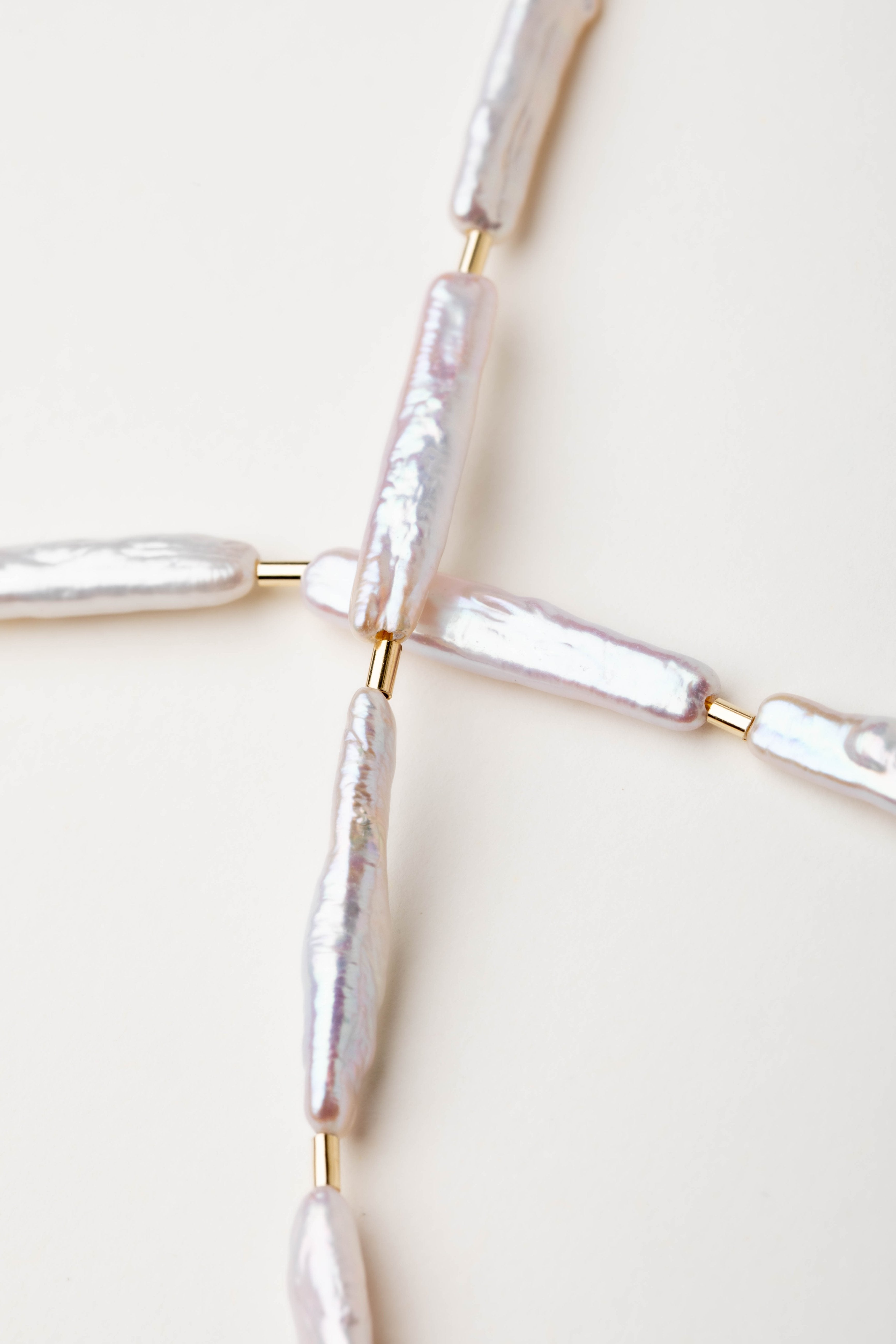 Collana perle allungate e tubetti 40+4CM