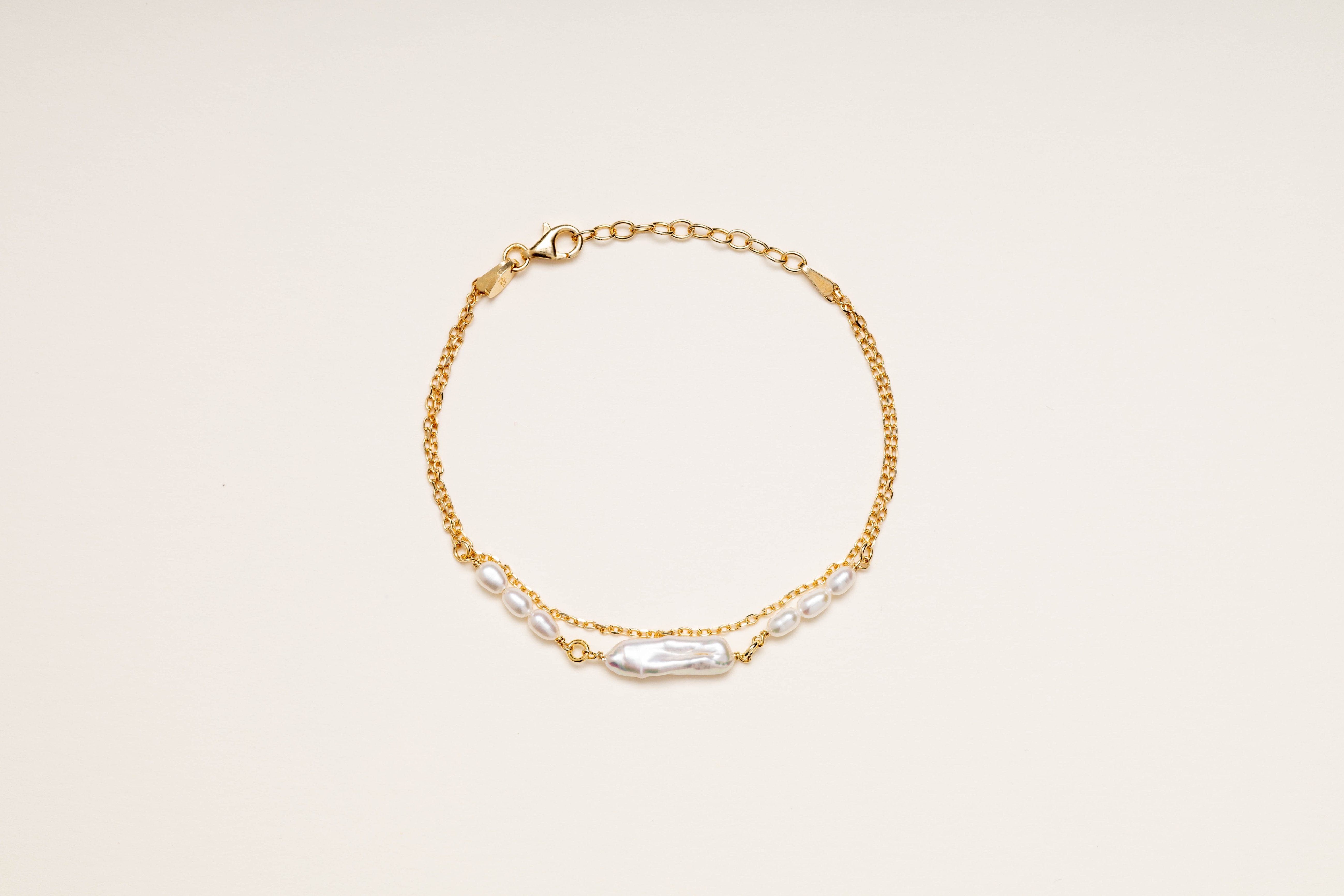 Bracciale doppio perla keshi