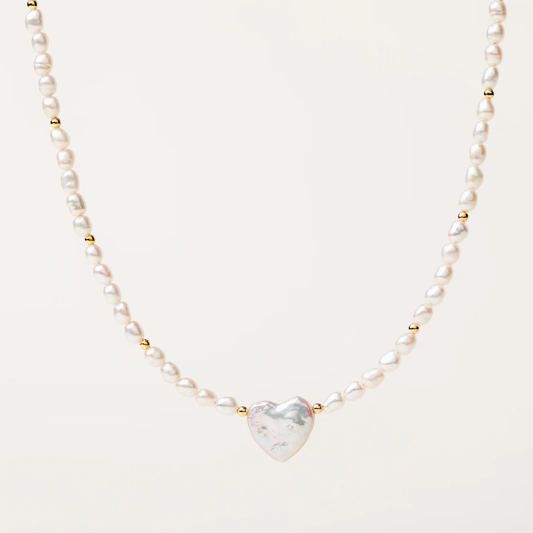 Collana perle con cuore centrale 40+4CM