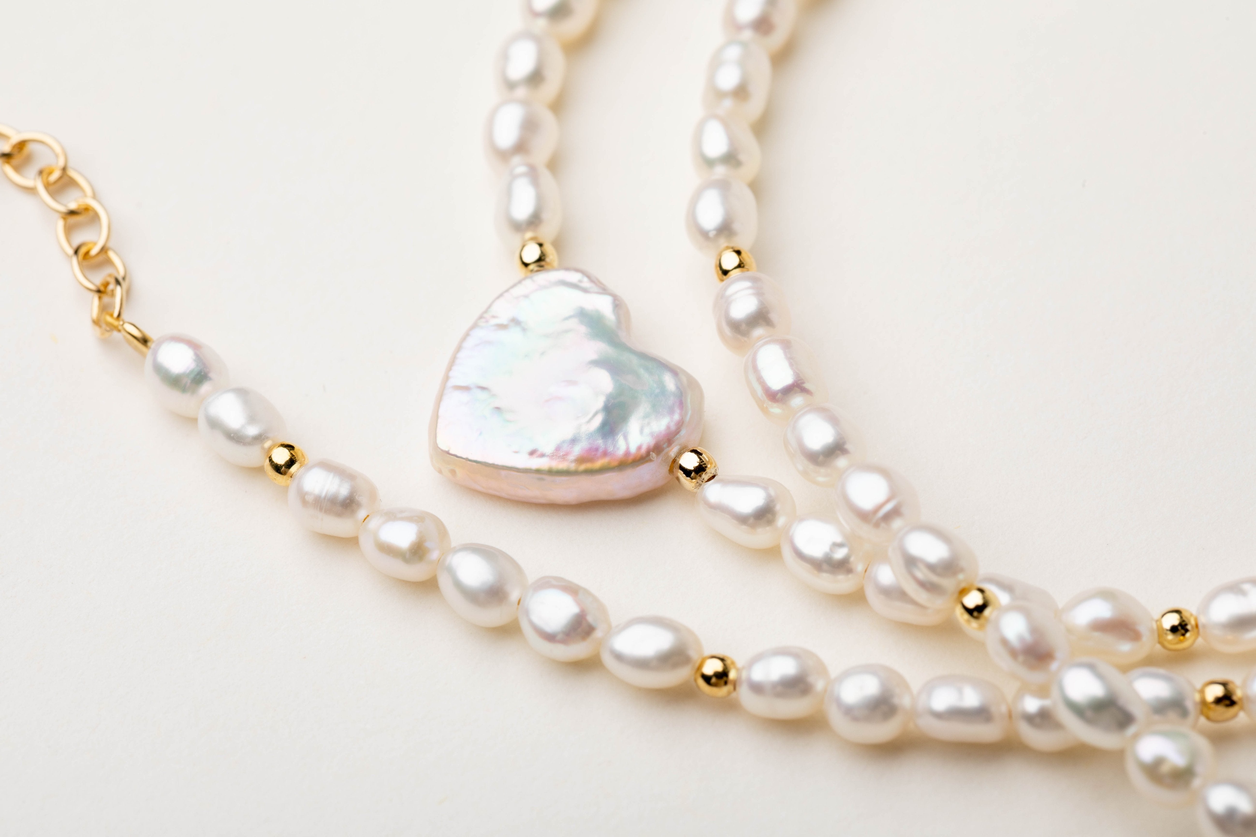 Collana perle con cuore centrale 40+4CM