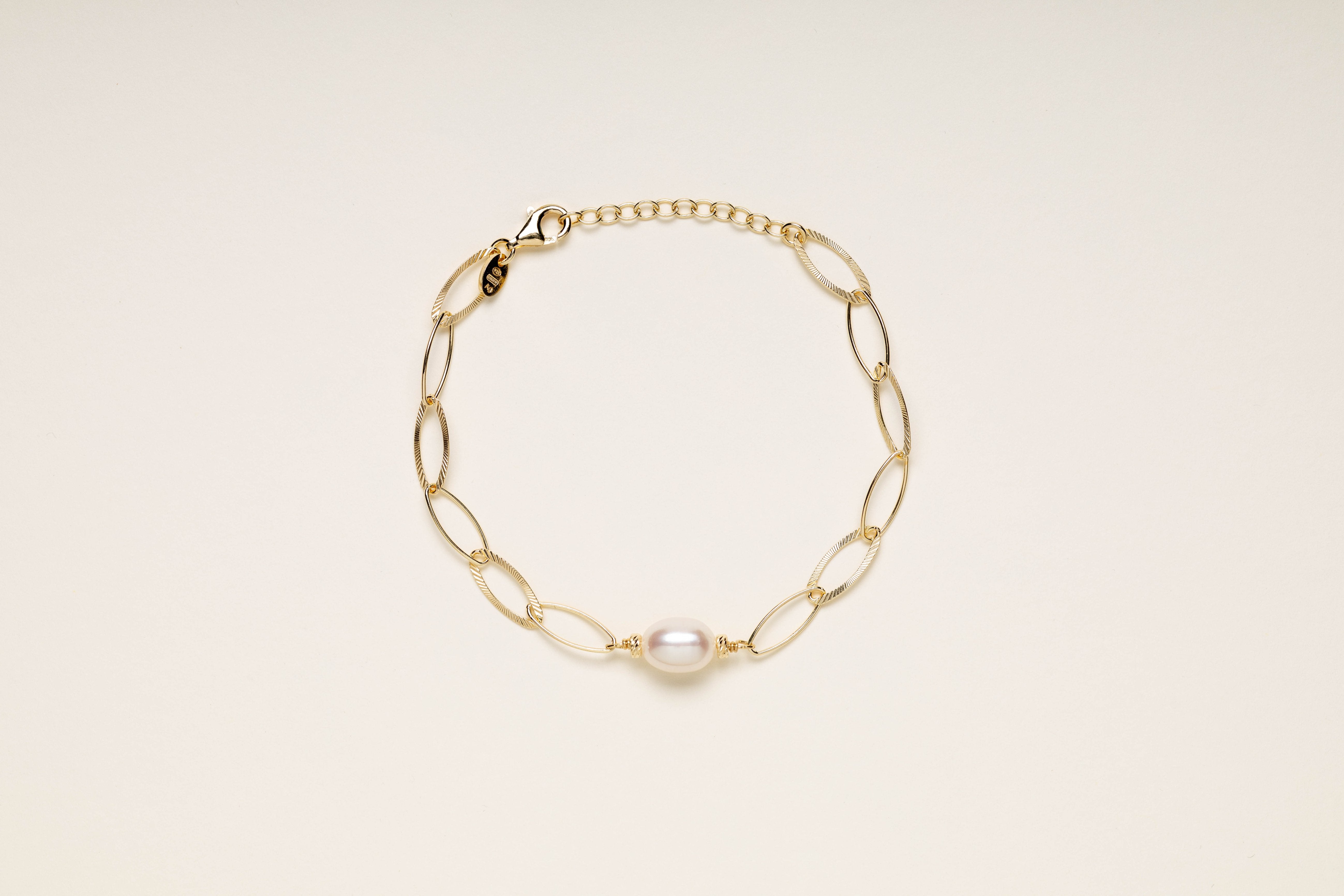 Bracciale maglie ovali con perle