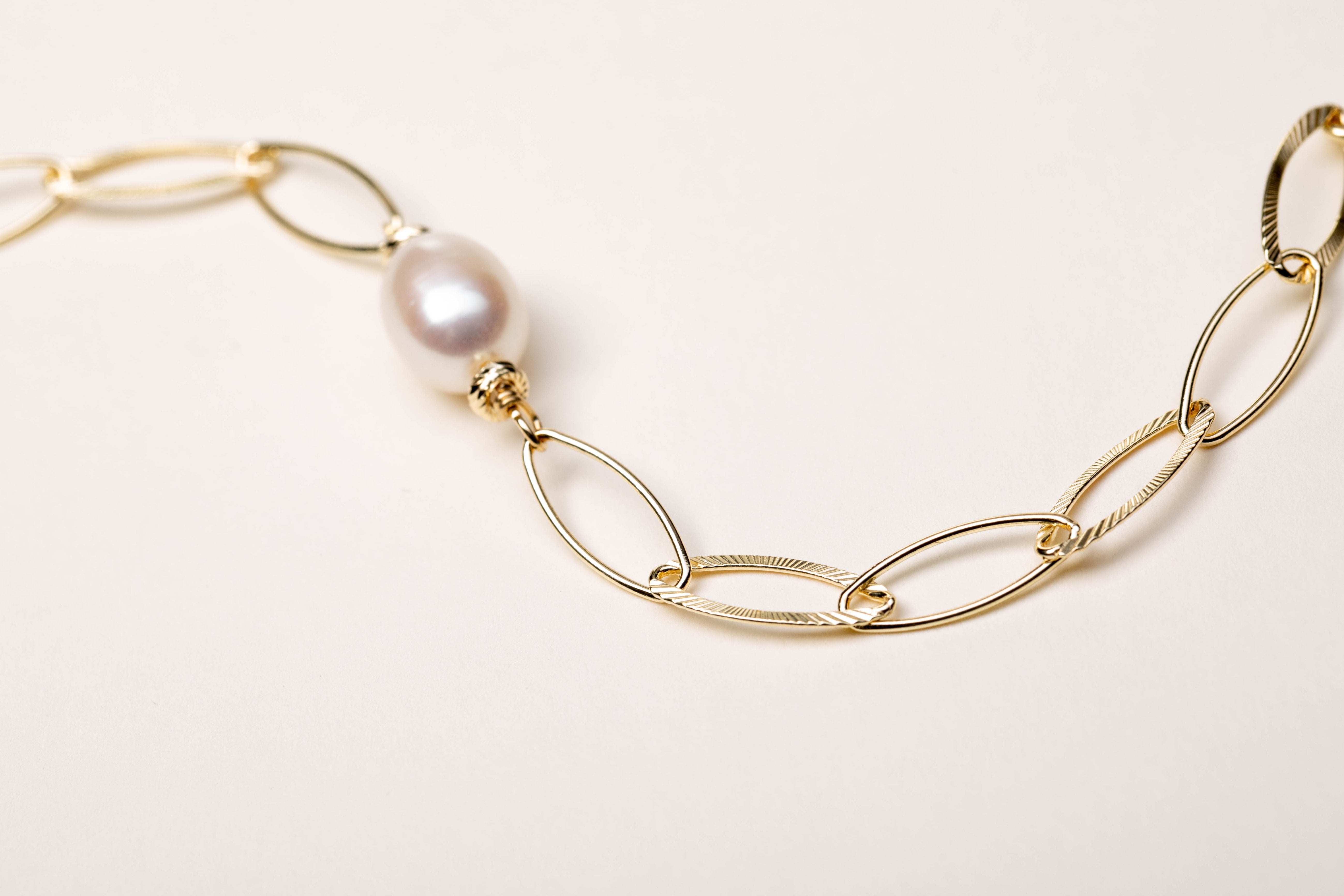 Bracciale maglie ovali con perle