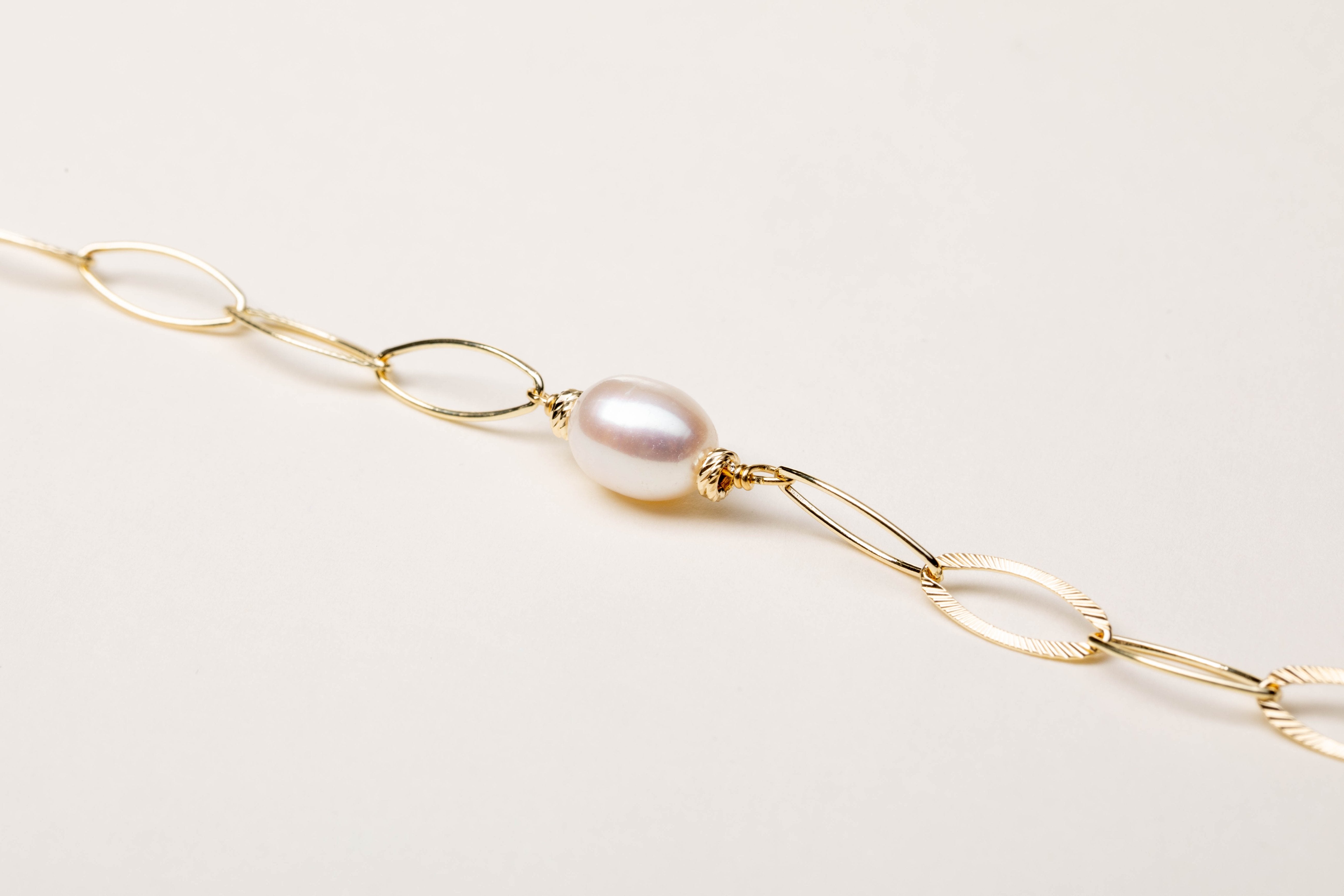 Bracciale maglie ovali con perle