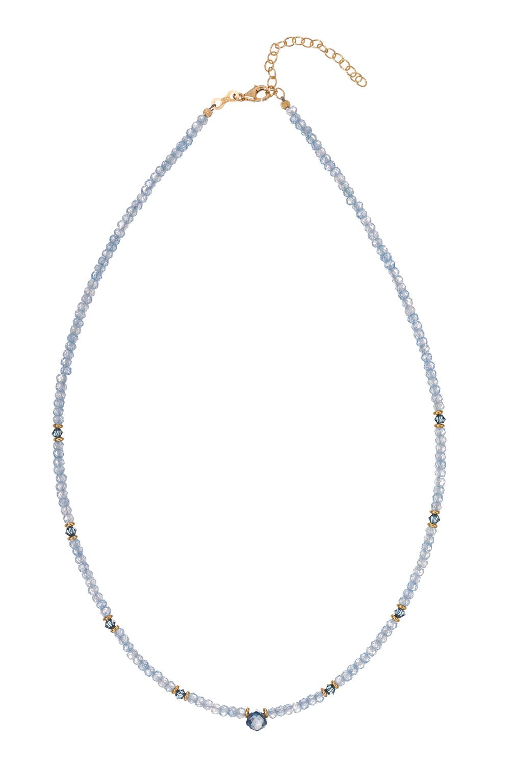 Collana zirconi e pietre blu 40+4CM