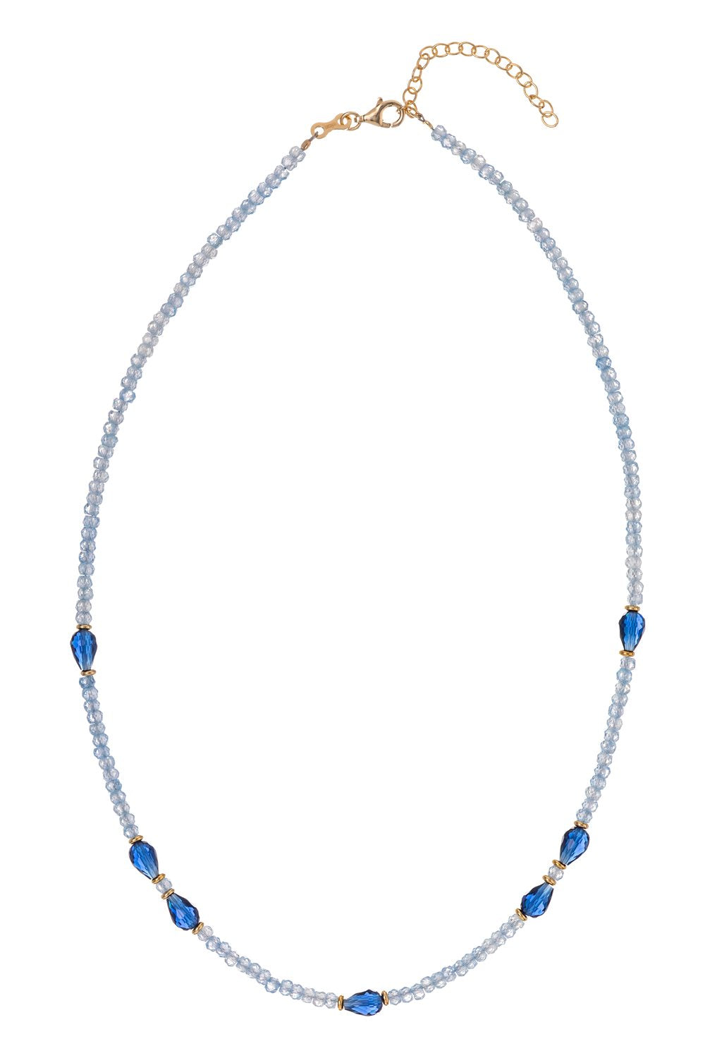 Collana zirconi blu e gocce 40+4CM