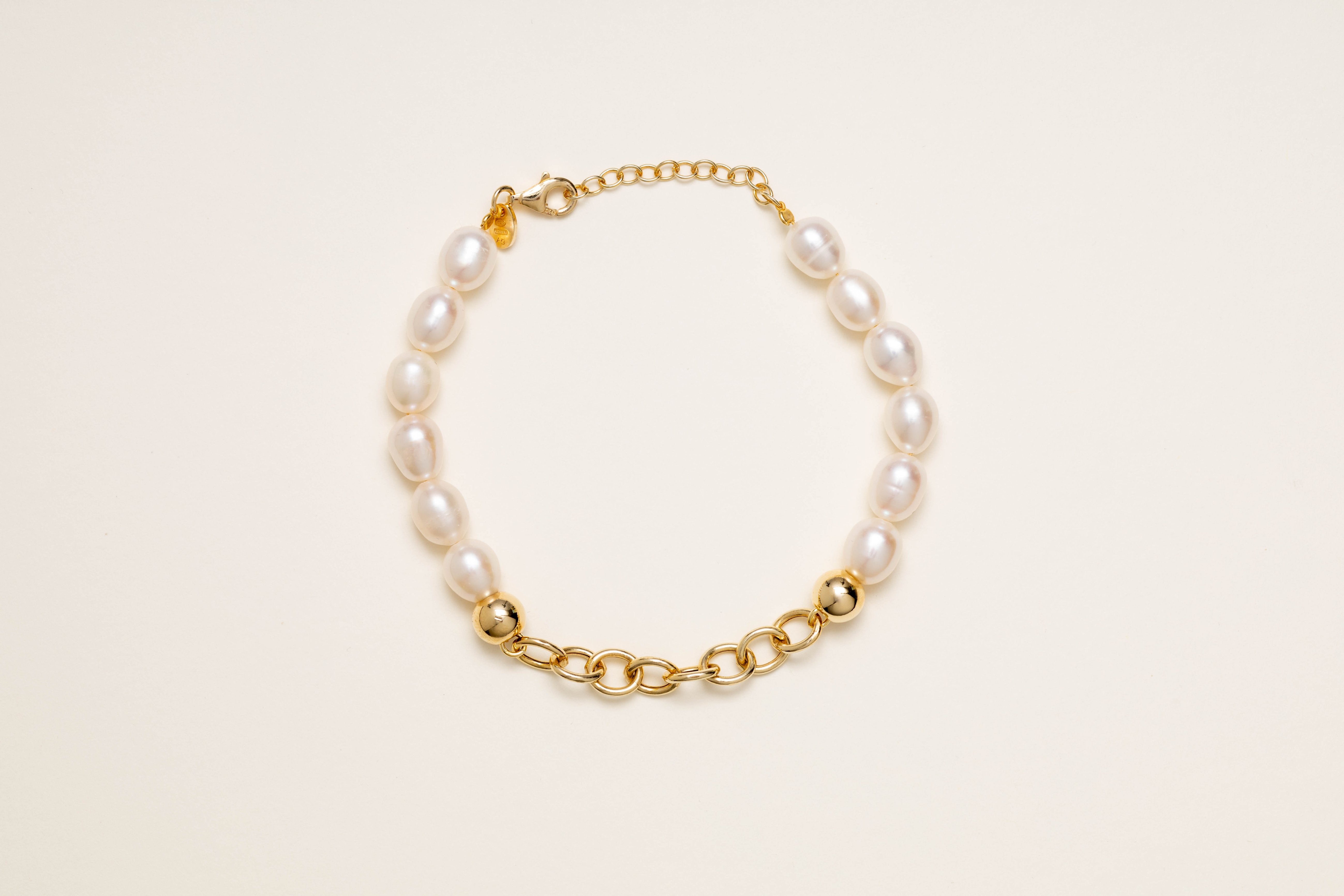 Bracciale perle, catena e keshi