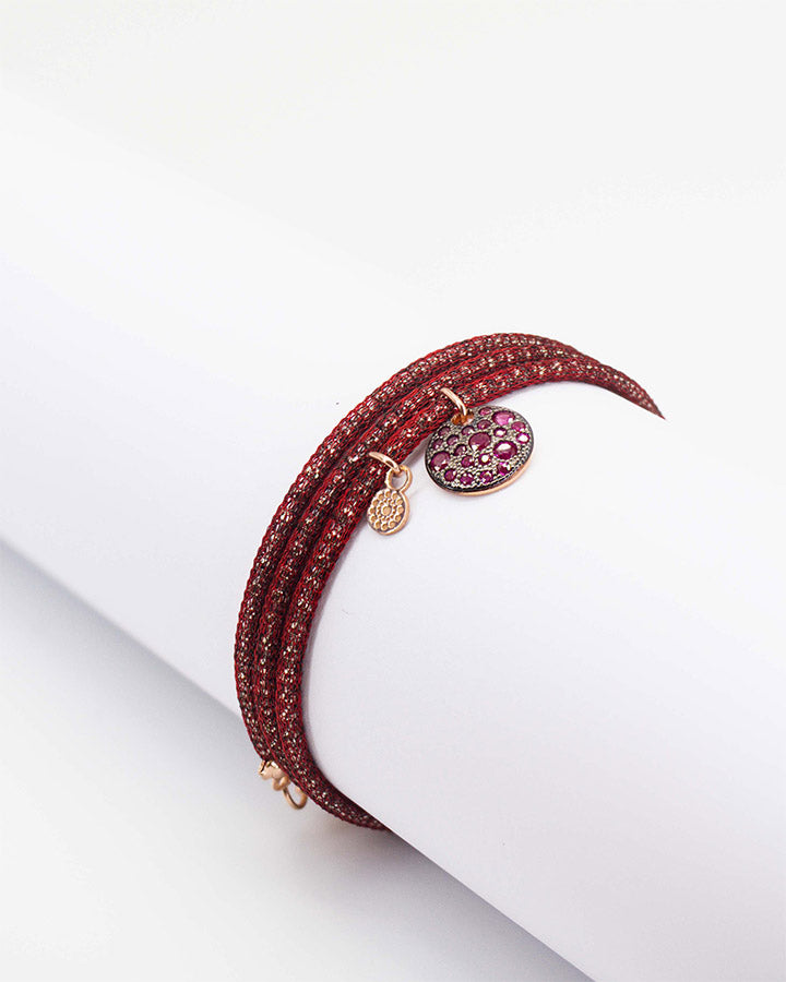 Bracciale con Pendente Tondo Bianco ag 925 cm 19