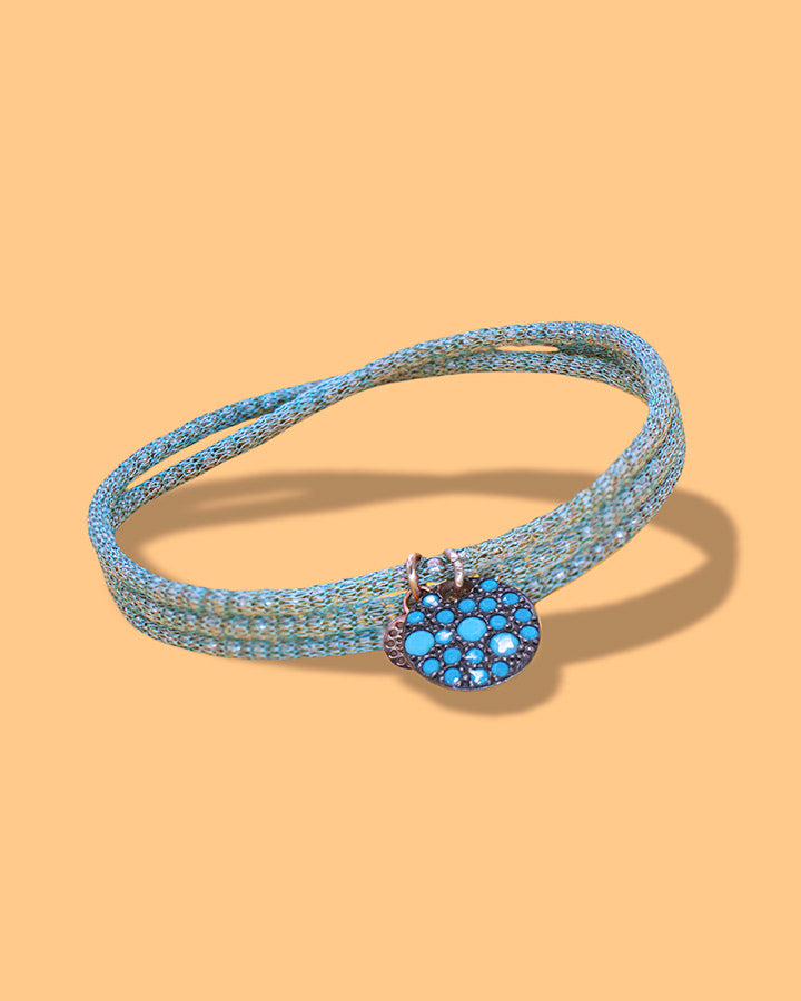 Bracciale con Pendente Tondo Bianco ag 925 cm 19