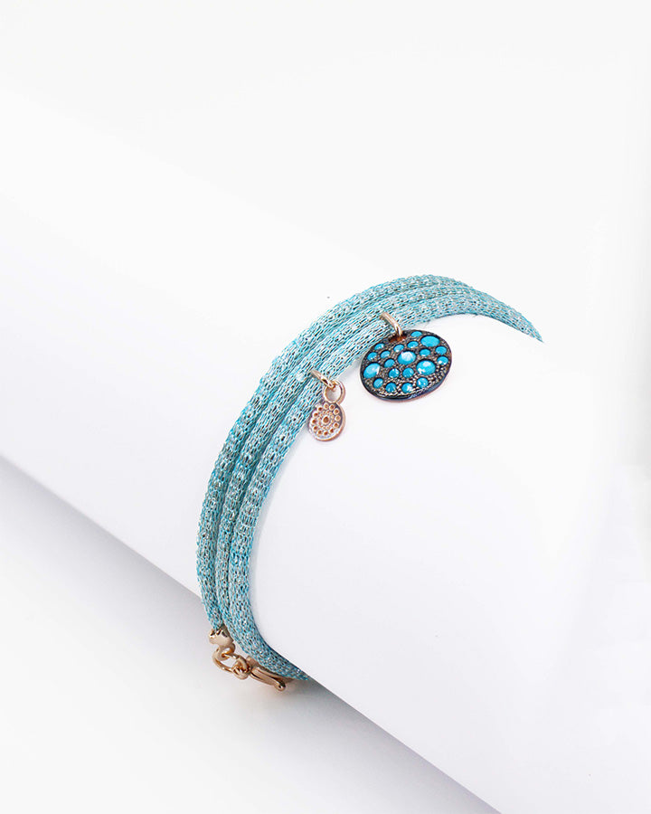 Bracciale con Pendente Tondo Bianco ag 925 cm 19