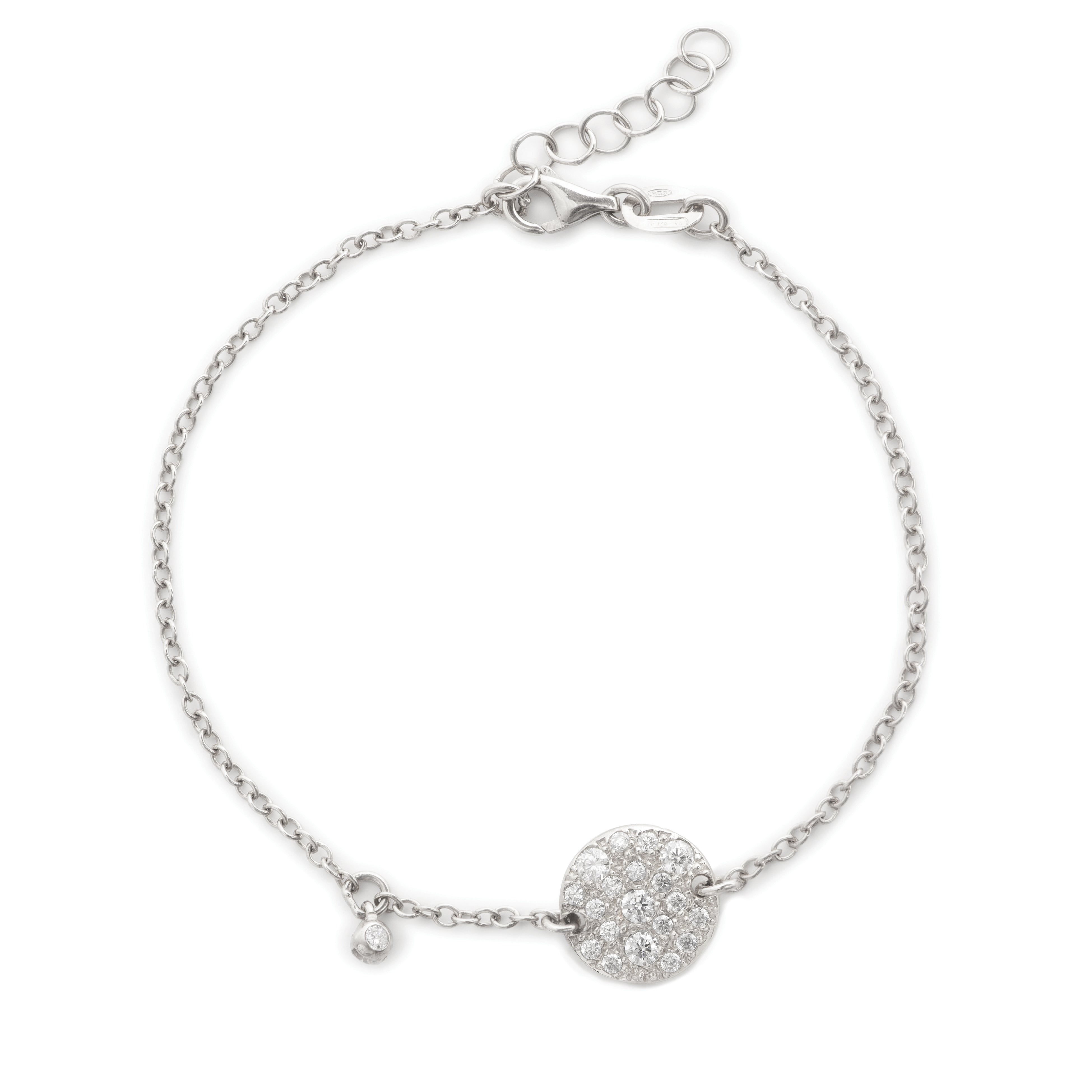 Bracciale con Pendente Tondo Bianco ag 925 cm 19