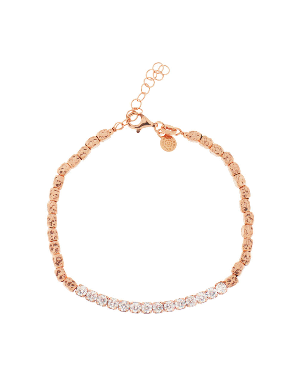 Bracciale con Pendente Cuore Rosso ag925 rosè cm 19