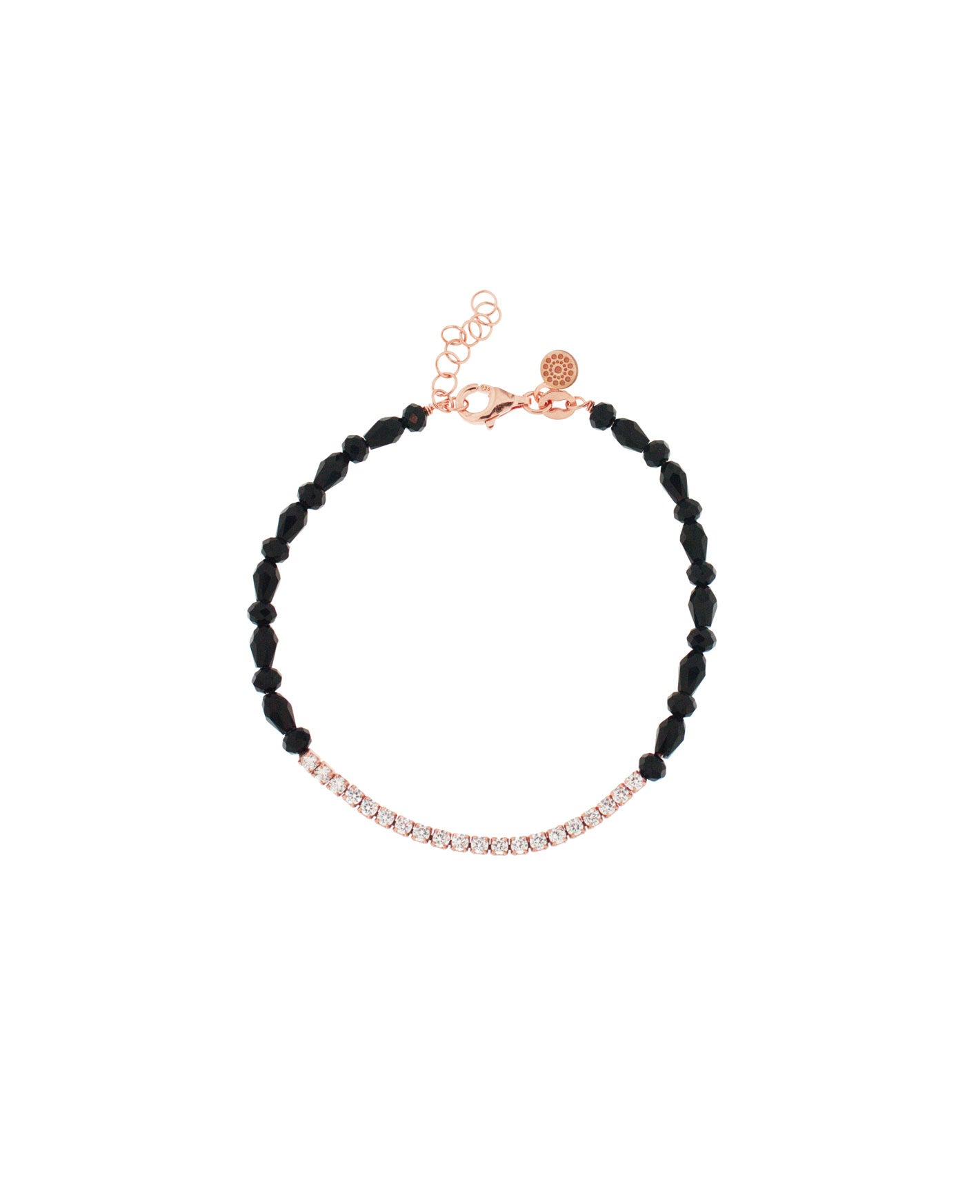 Bracciale con Pendente Cuore Rosso ag925 rosè cm 19