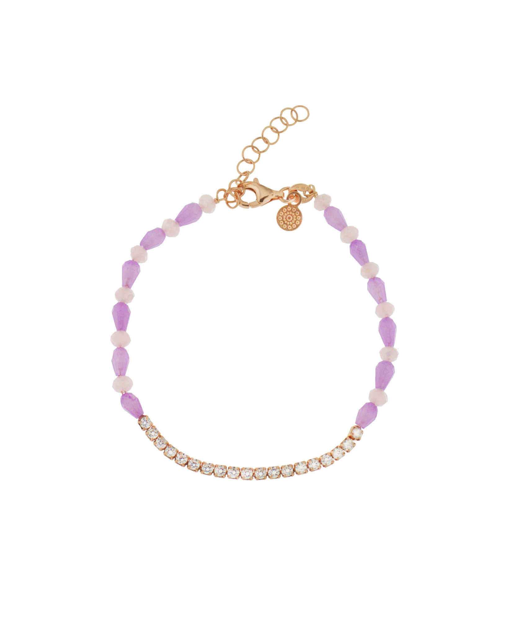Bracciale con Pendente Cuore Rosso ag925 rosè cm 19