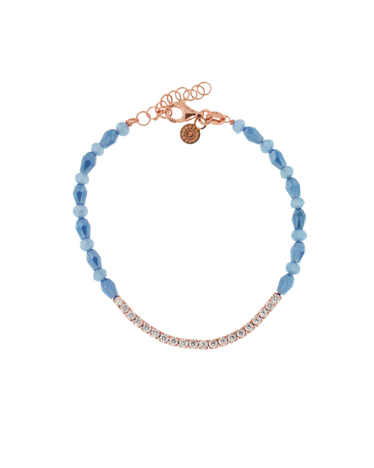 Bracciale con Pendente Cuore Rosso ag925 rosè cm 19