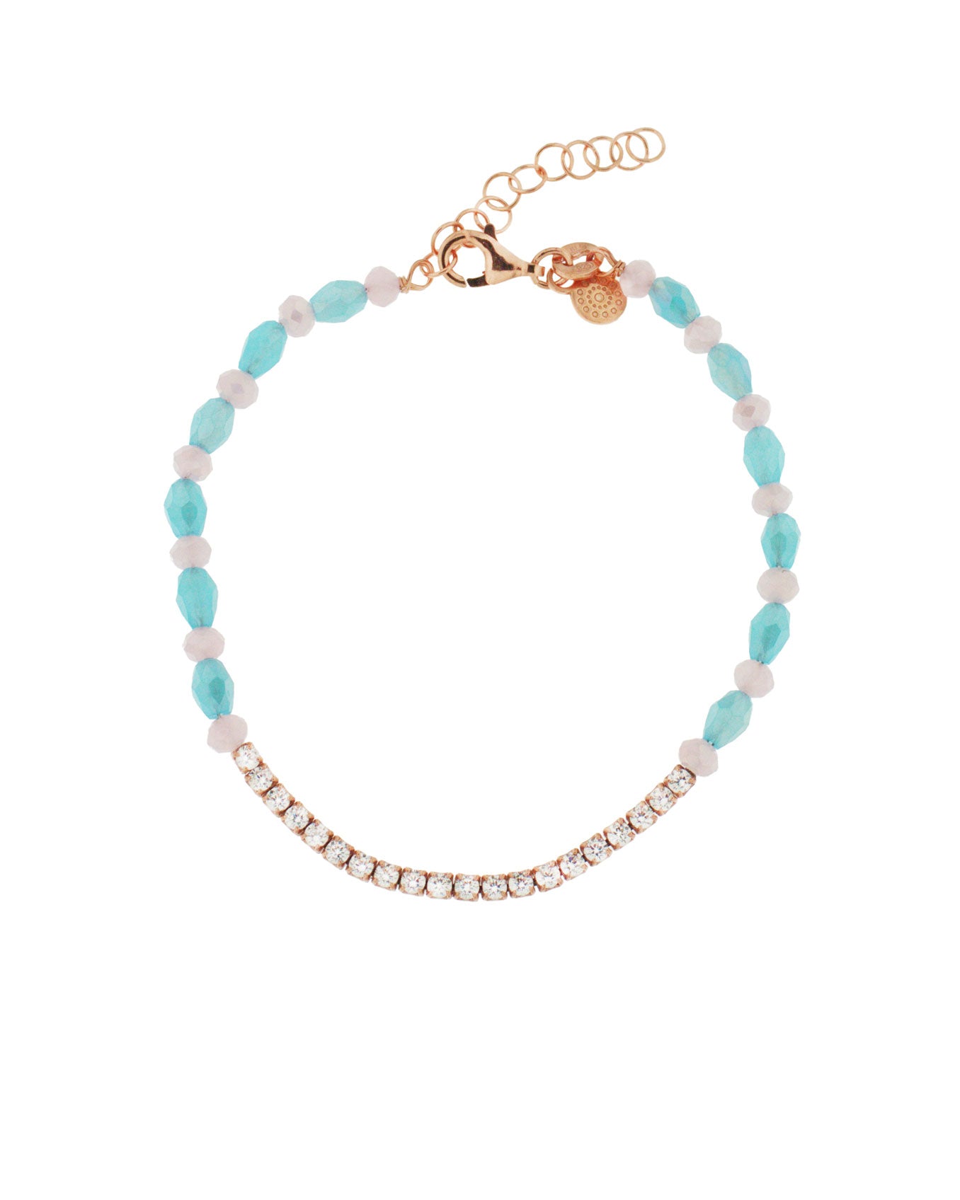 Bracciale con Pendente Cuore Rosso ag925 rosè cm 19