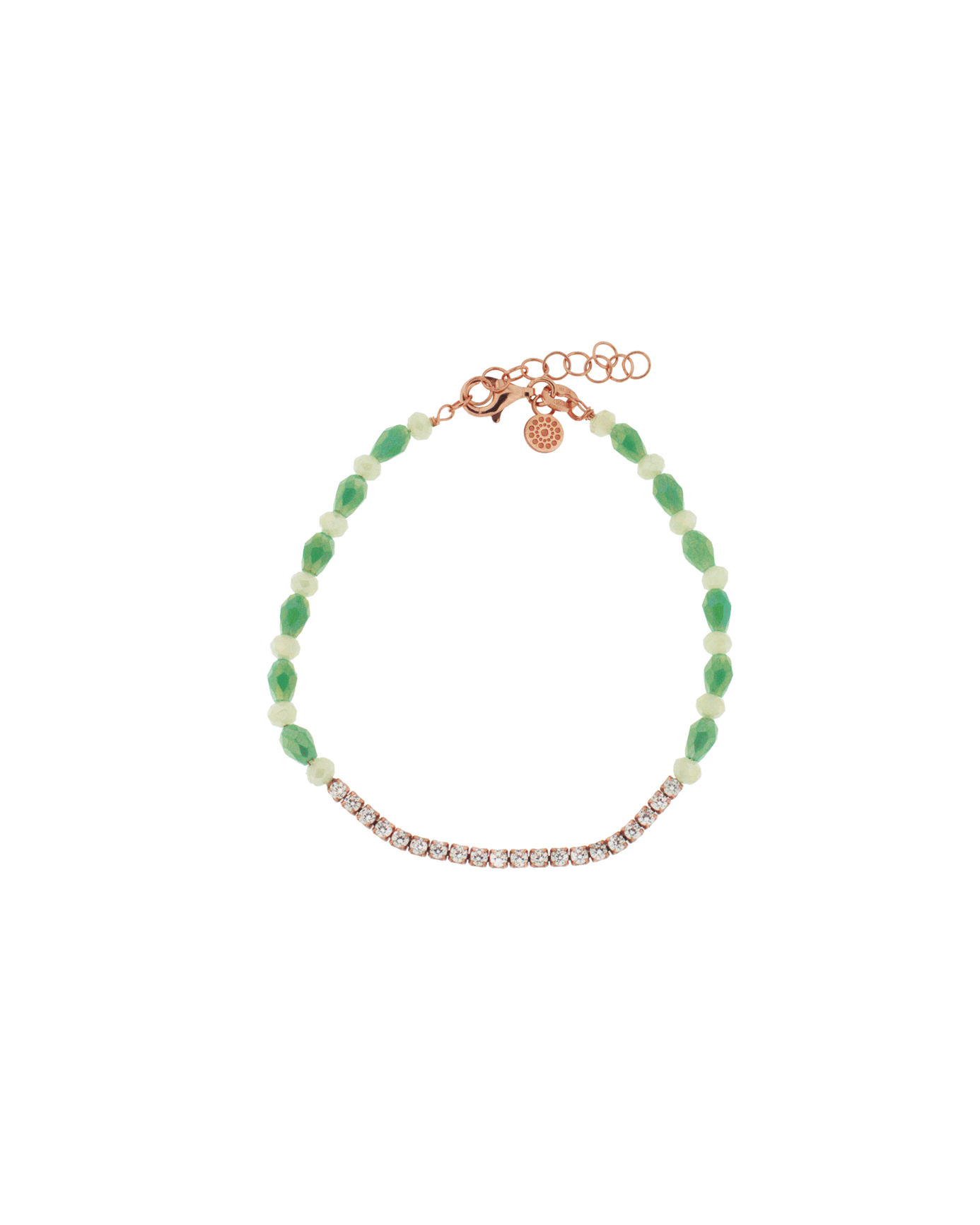 Bracciale con Pendente Cuore Rosso ag925 rosè cm 19