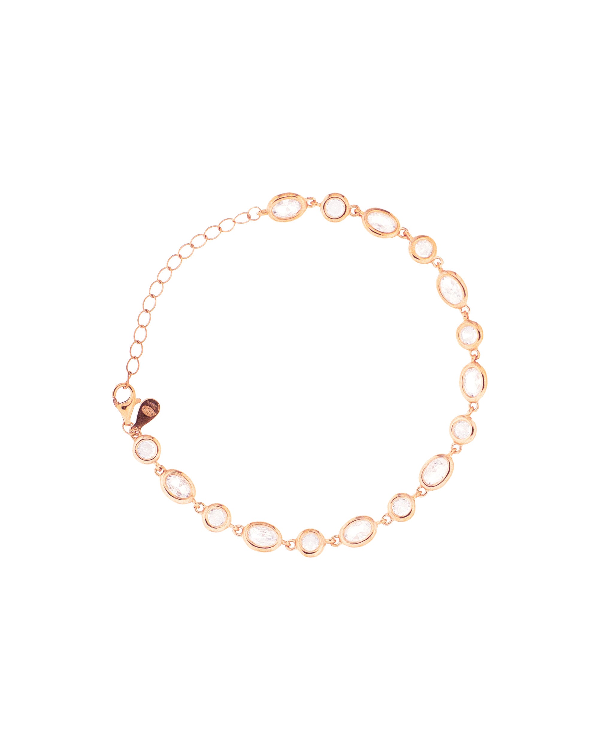 Bracciale Zirconi Ovali Bianchi ag925 rosè cm20