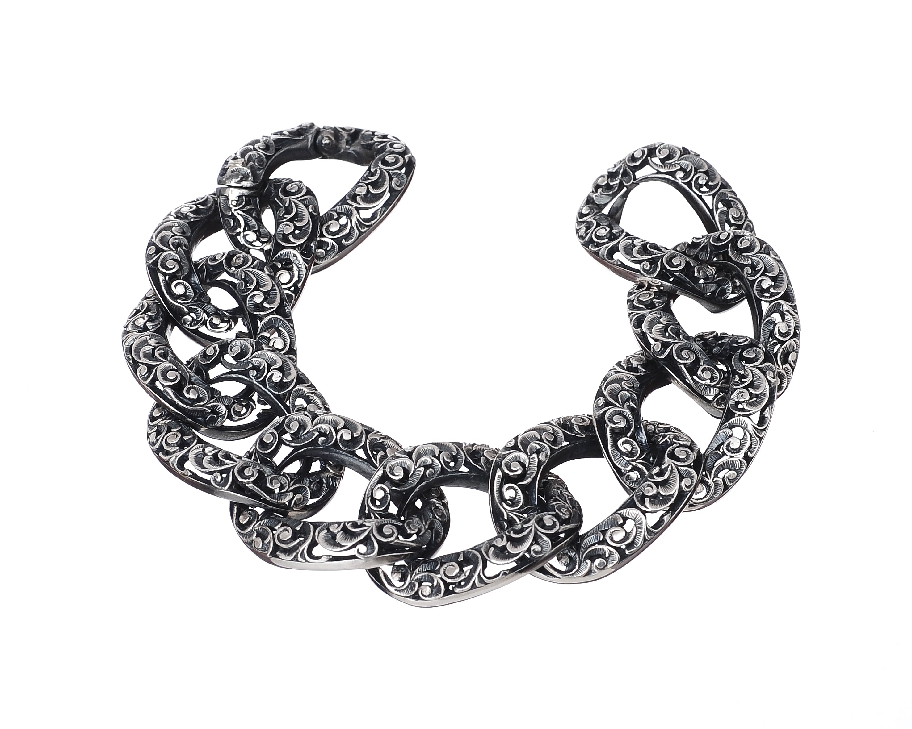 BRACCIALE ARGENTO GROUMETTE GRANDE 10 MAGLIE PIU CHIUSURA