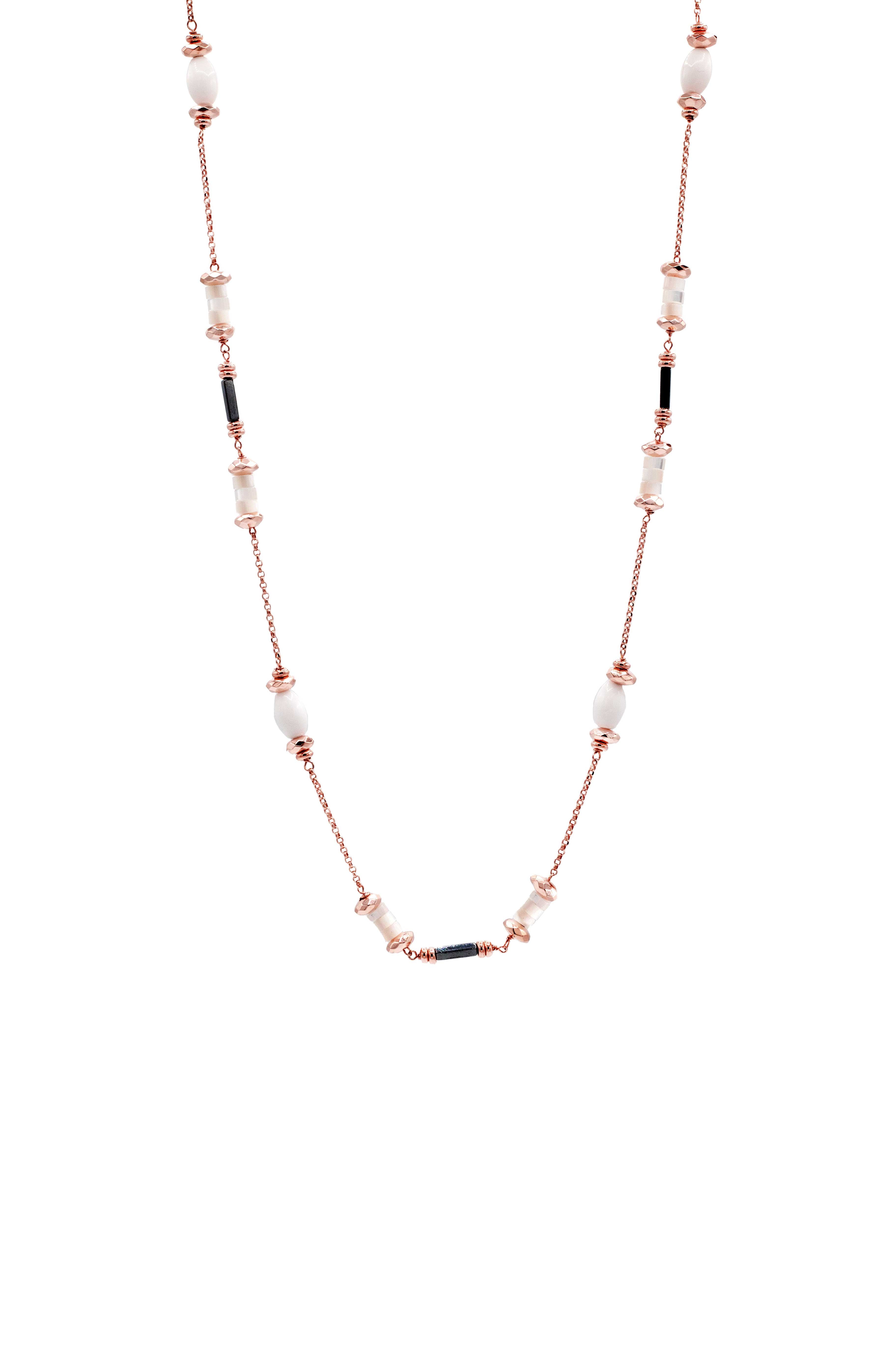 Collana Zirconi Bianchi Ag925 rosè cm 45