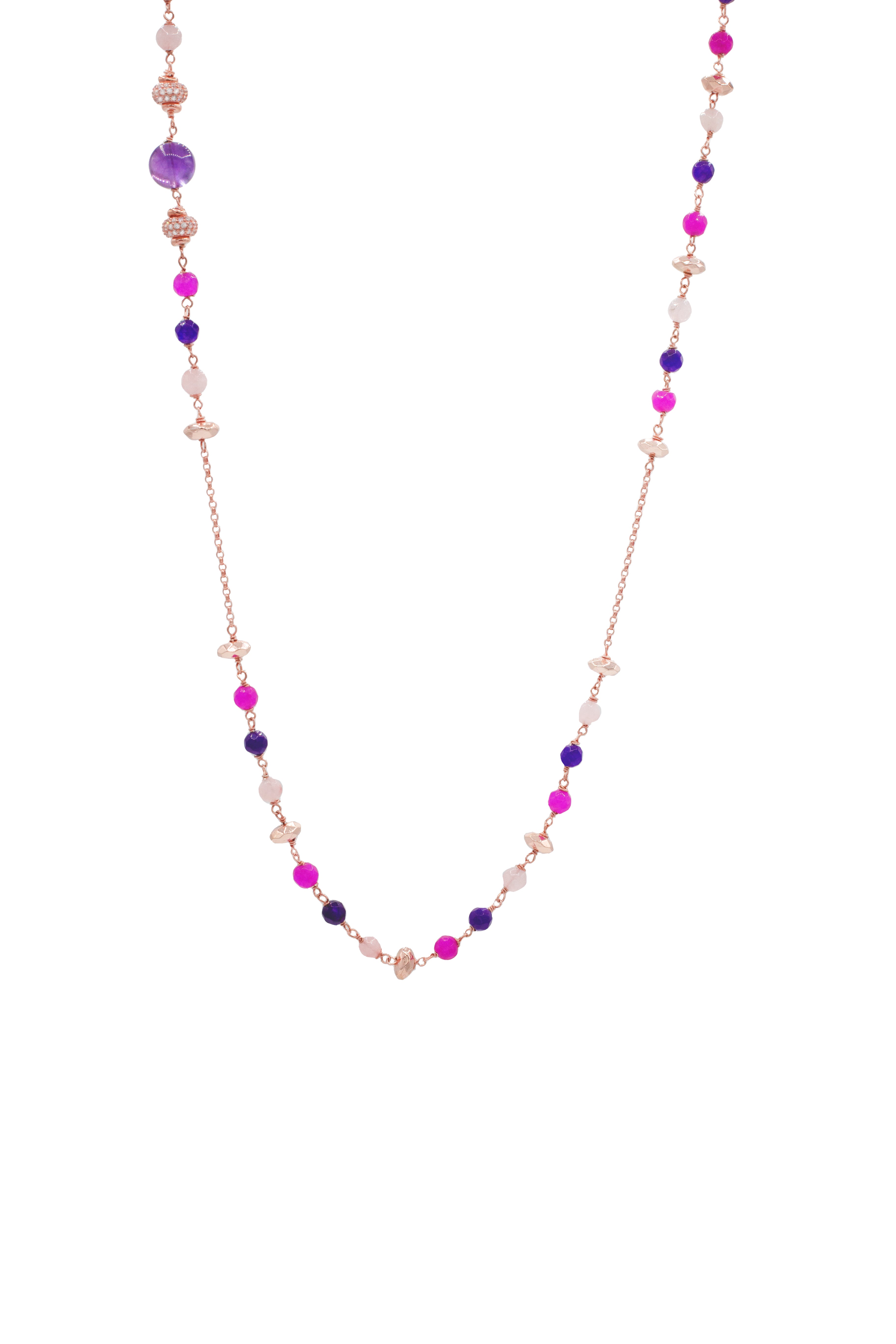 Collana Zirconi Bianchi Ag925 rosè cm 45