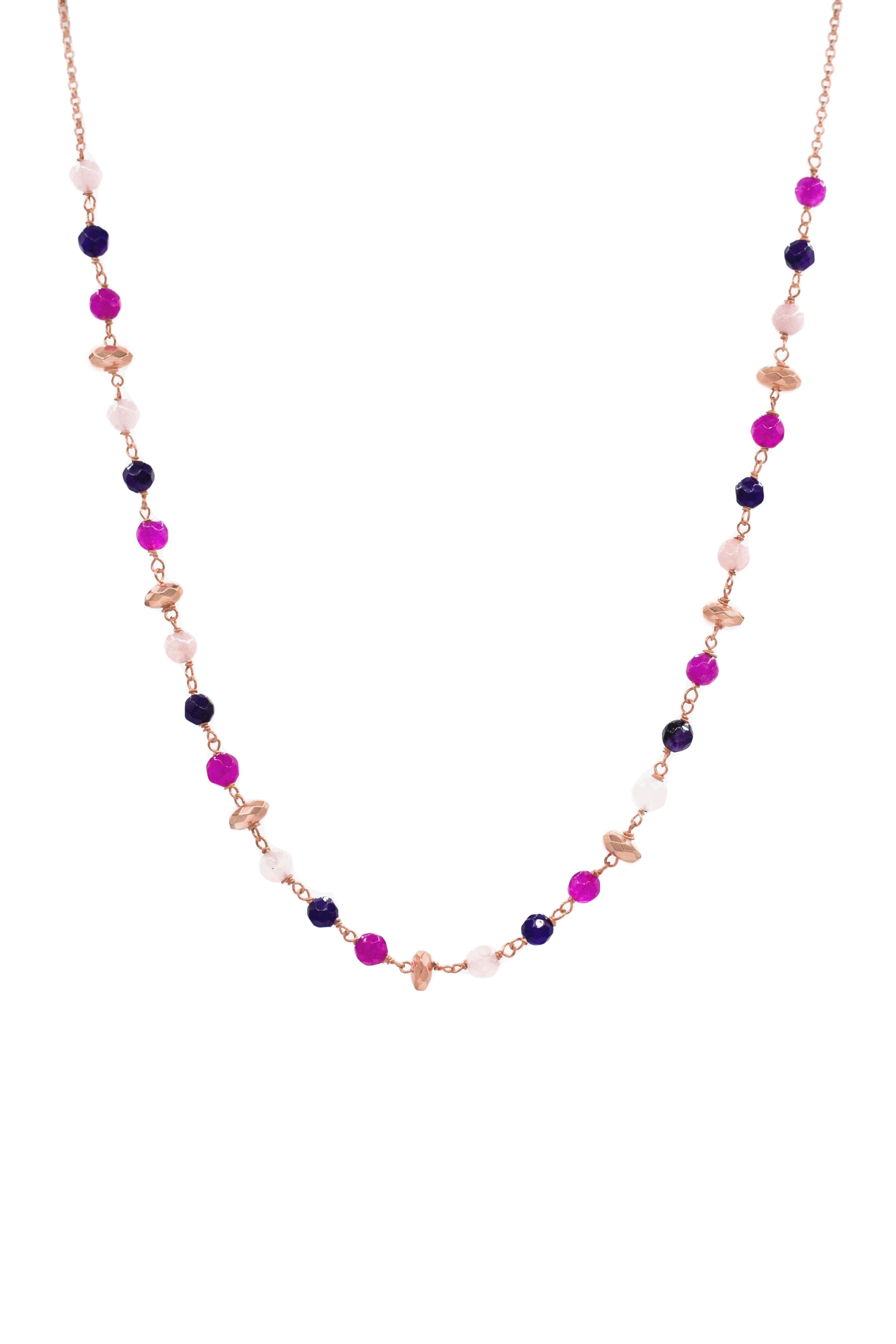 Collana Zirconi Bianchi Ag925 rosè cm 45
