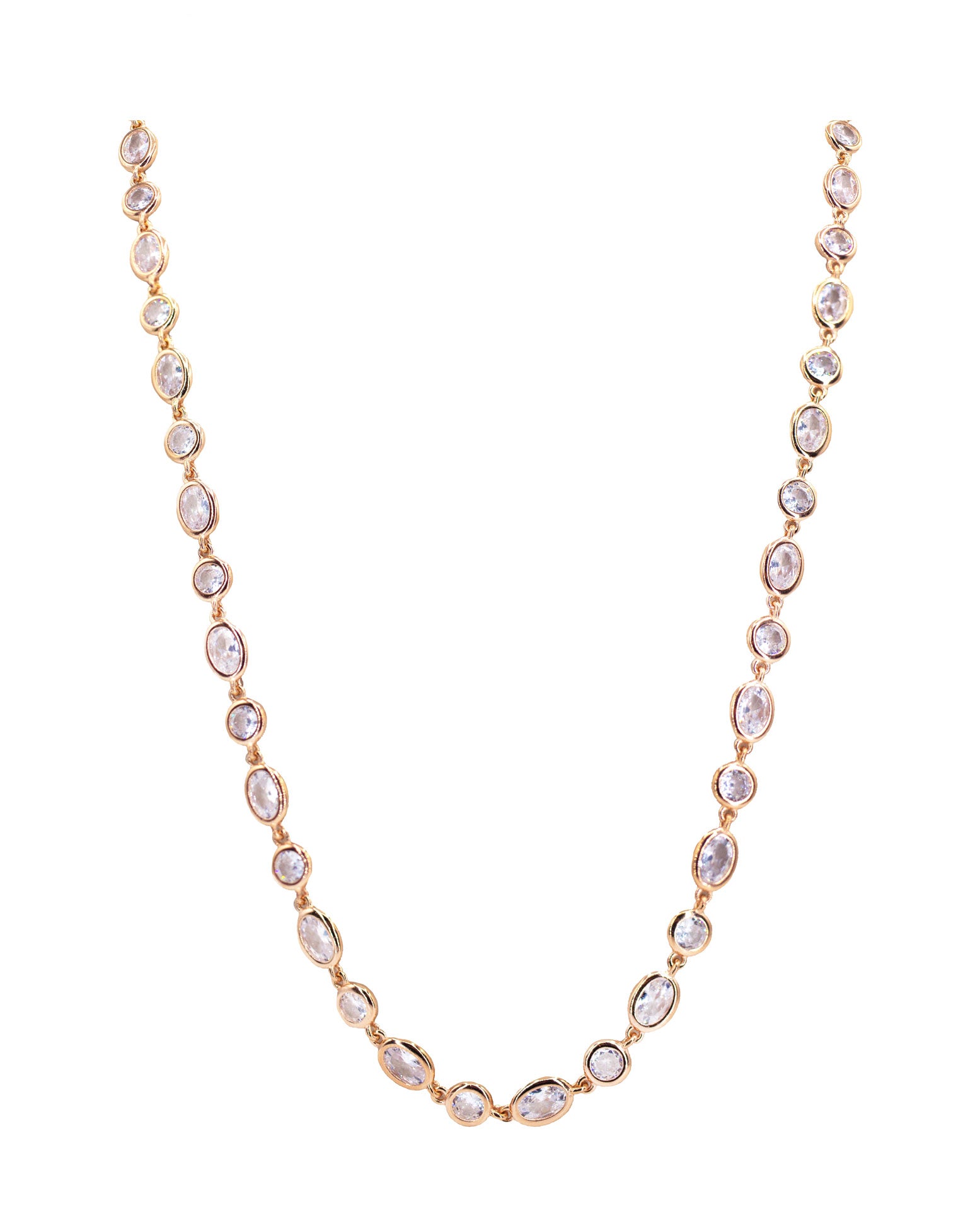 Collana Zirconi Ovali Bianchi ag925 rosè cm45