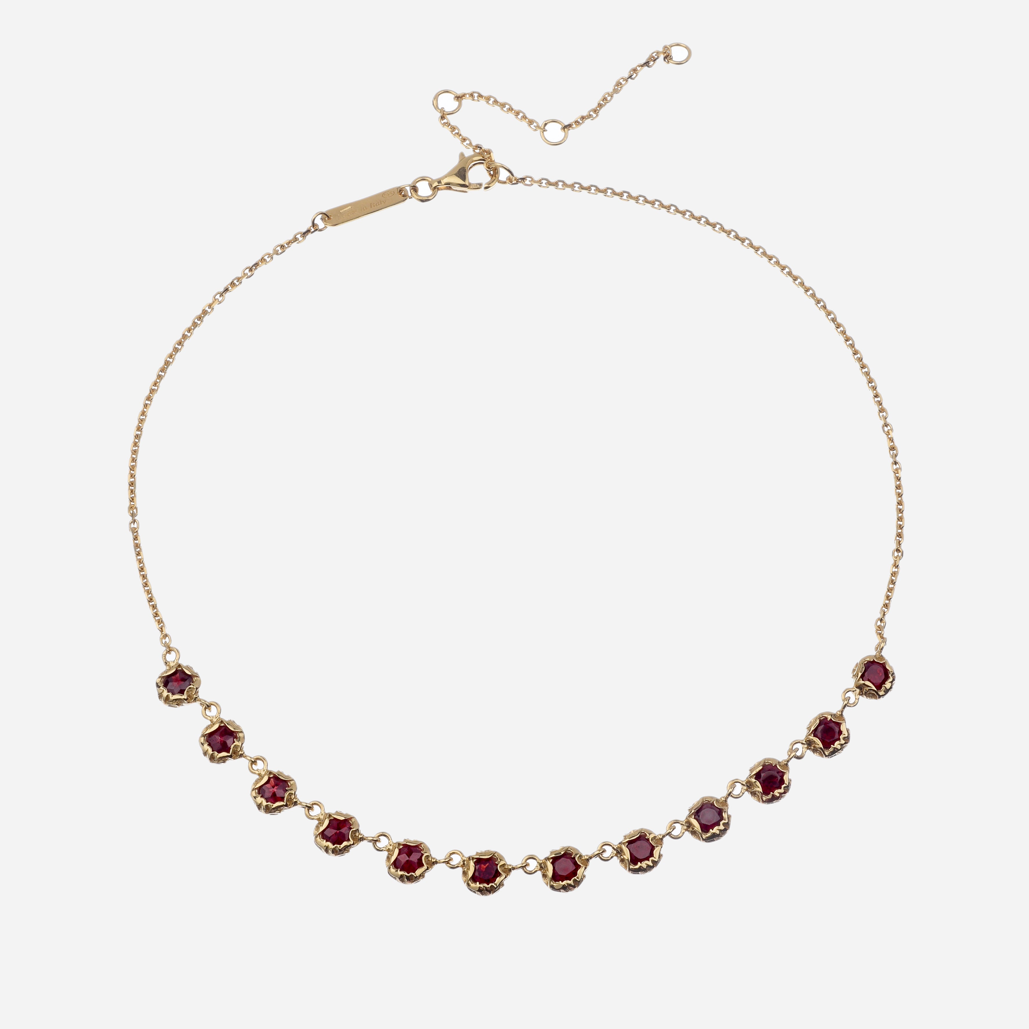 COLLANA IN ARGENTO PLACCATO ORO GIALLO INTAGLIATO E DODICI PIETRE TONDE CITRINO